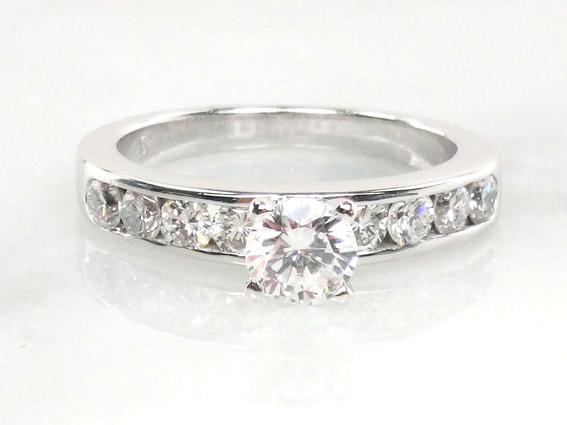 Vintage 14k White Gold Diamond Engagement Ring: .43 Carat GIA Certified