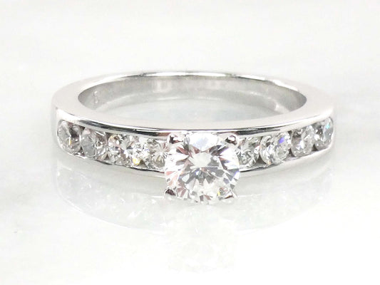 Vintage 14k White Gold Diamond Engagement Ring: .43 Carat GIA Certified