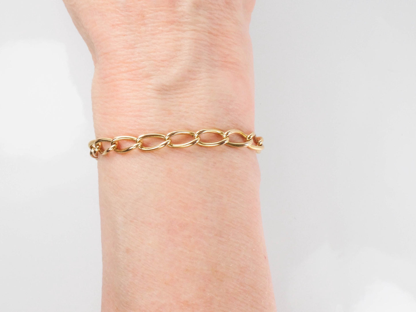 Vintage 14k Yellow Gold Link Bracelet, Solid Gold Bracelet 7 1/2"