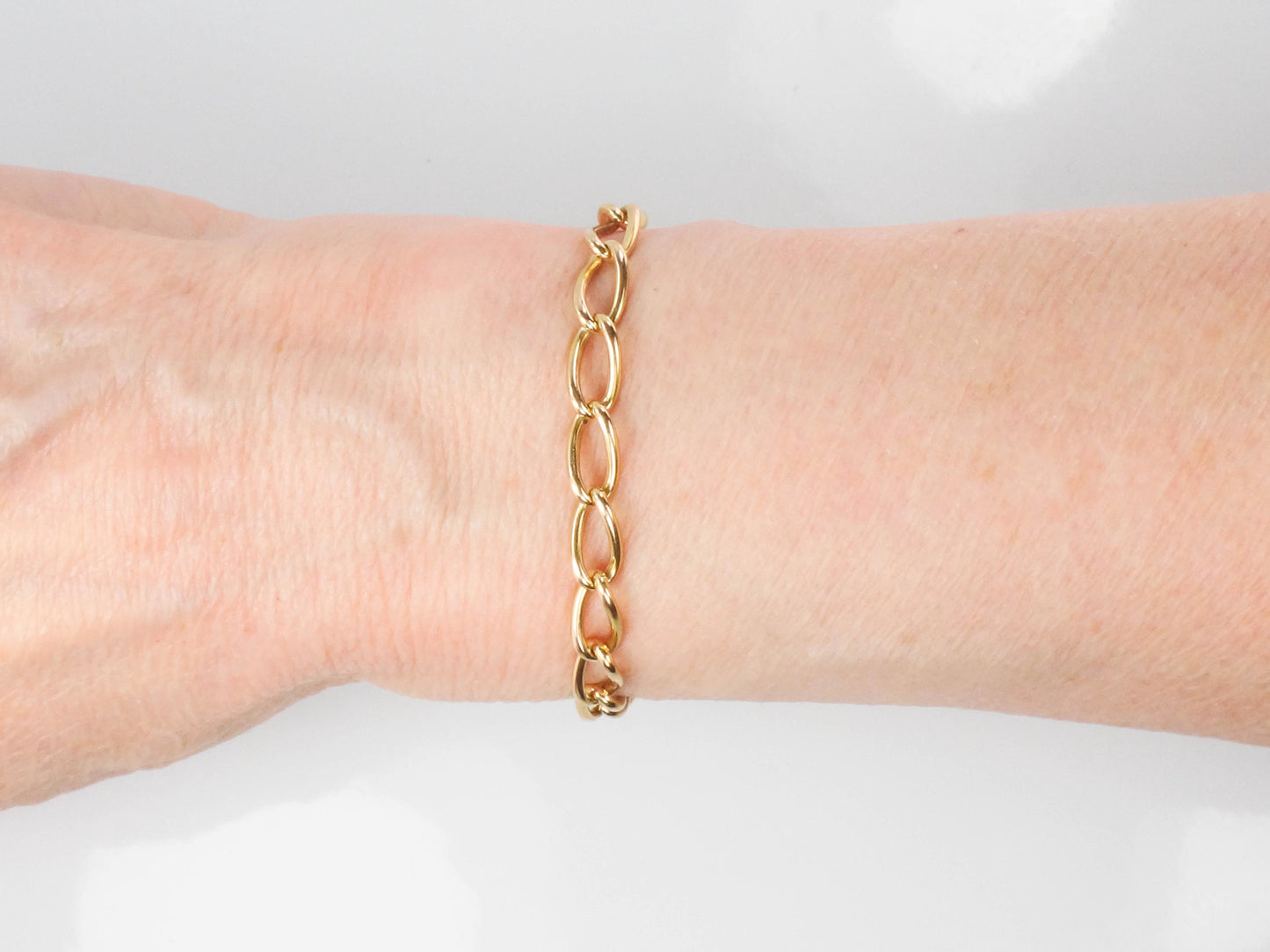 Vintage 14k Yellow Gold Link Bracelet, Solid Gold Bracelet 7 1/2"