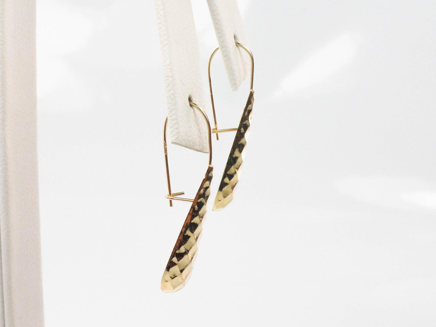 Vintage 14k Yellow Gold Teardrop Dangle Earrings, Lightweight Solid Gold Earrings