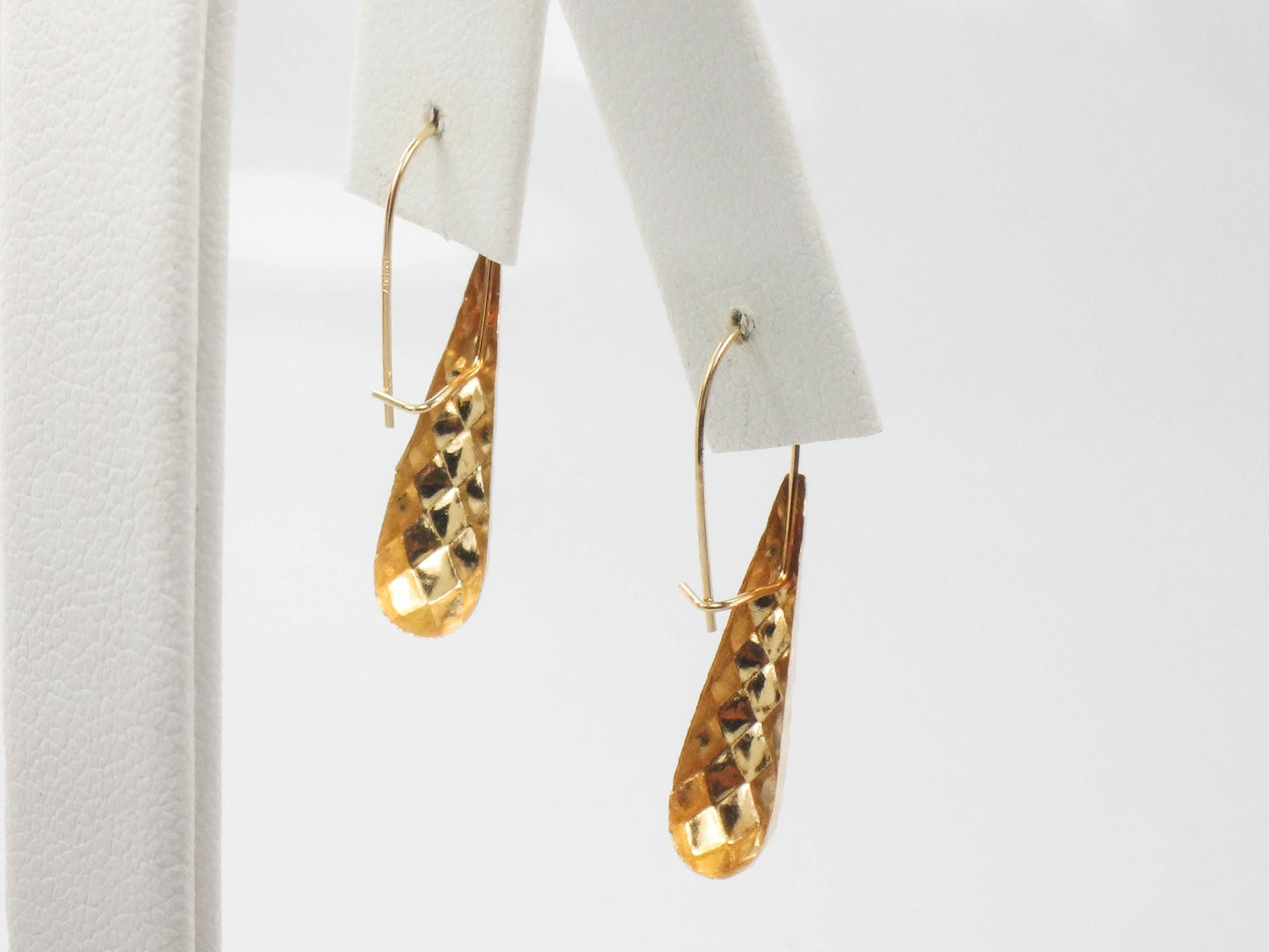 Vintage 14k Yellow Gold Teardrop Dangle Earrings, Lightweight Solid Gold Earrings