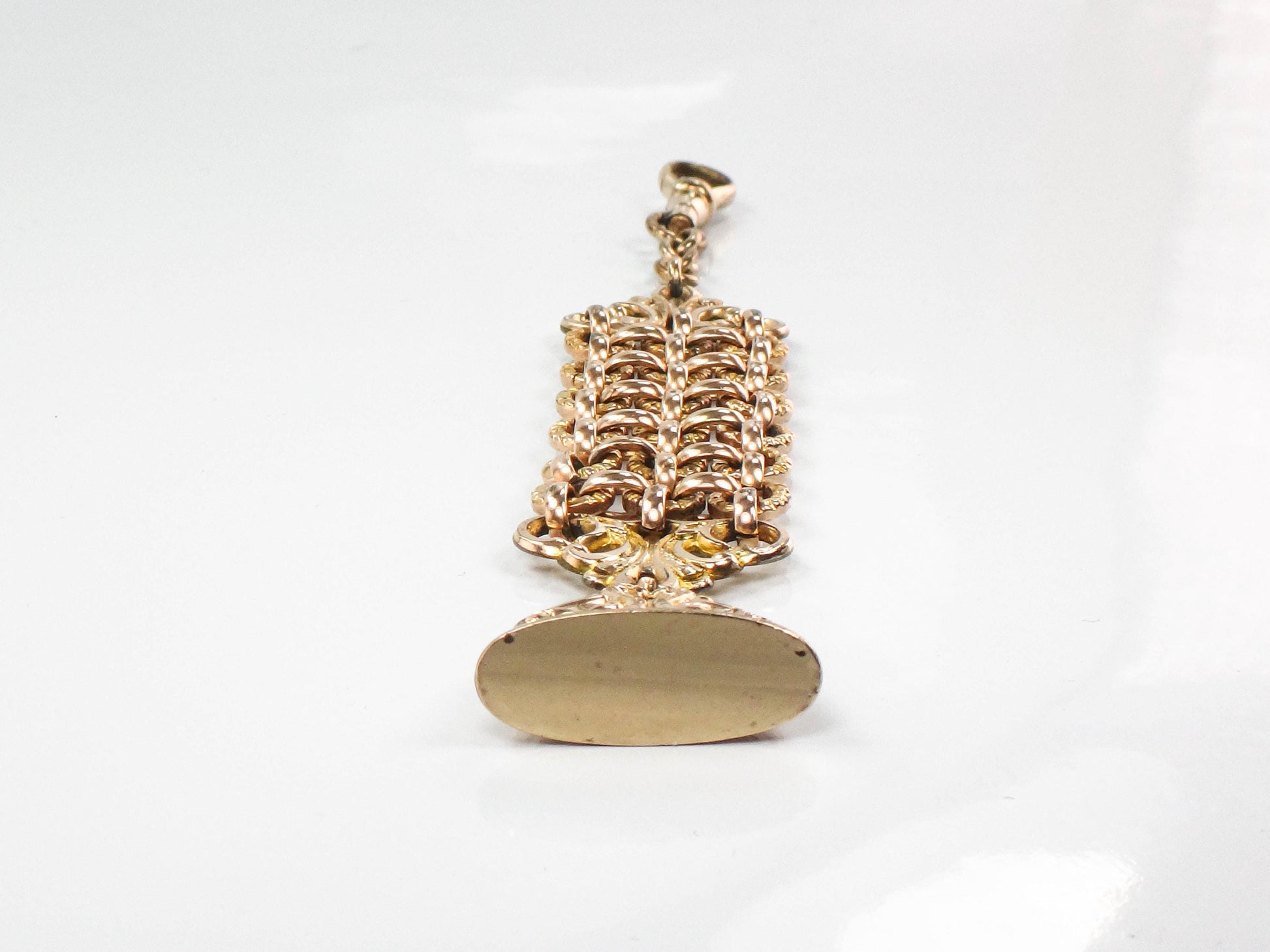 Antique Rolled Gold Plate Watch Fob, Victorian Pocket Watch Chain with Fob and Swivel Clasp