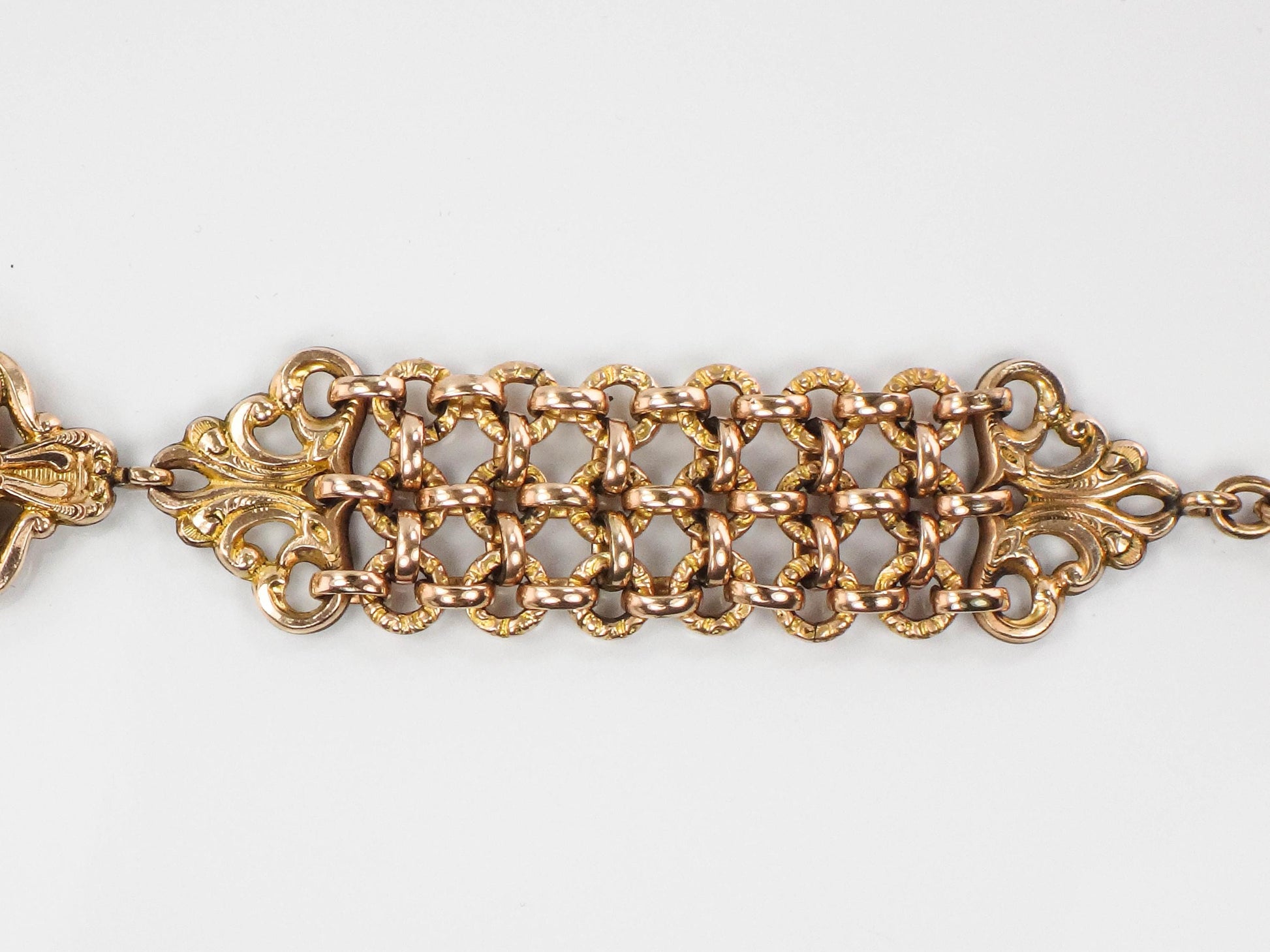 Antique Rolled Gold Plate Watch Fob, Victorian Pocket Watch Chain with Fob and Swivel Clasp