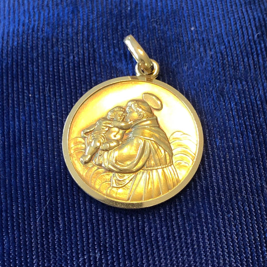 Vintage Solid 18k Gold St. Anthony Medal