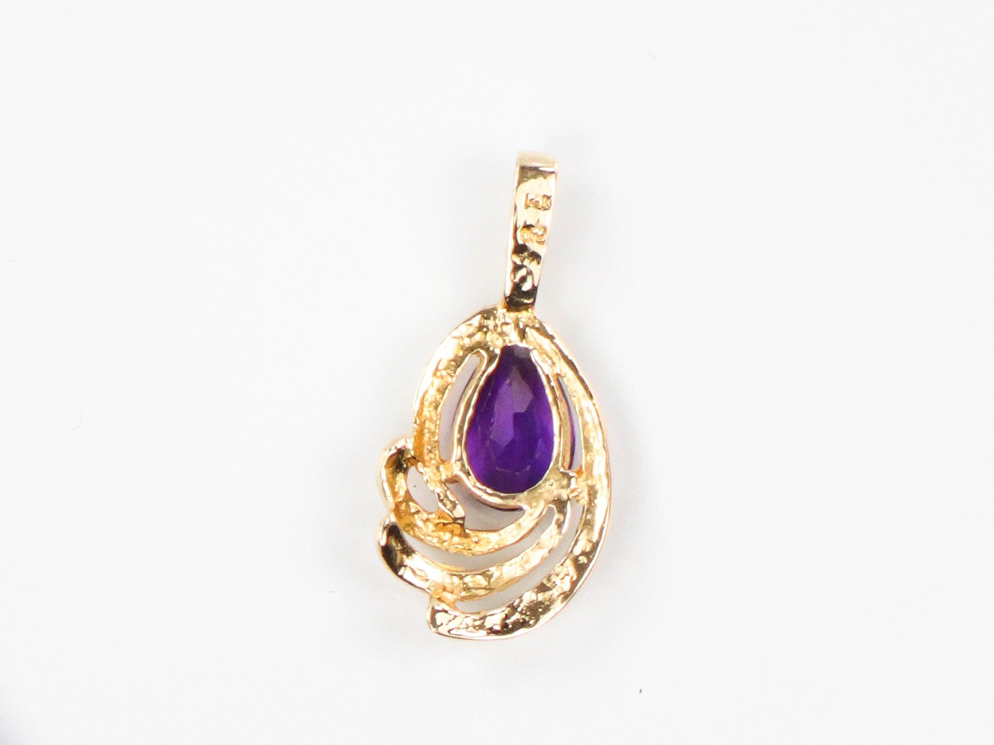 Vintage 14k Yellow Gold Amethyst Teardrop Pendant: February Birthstone