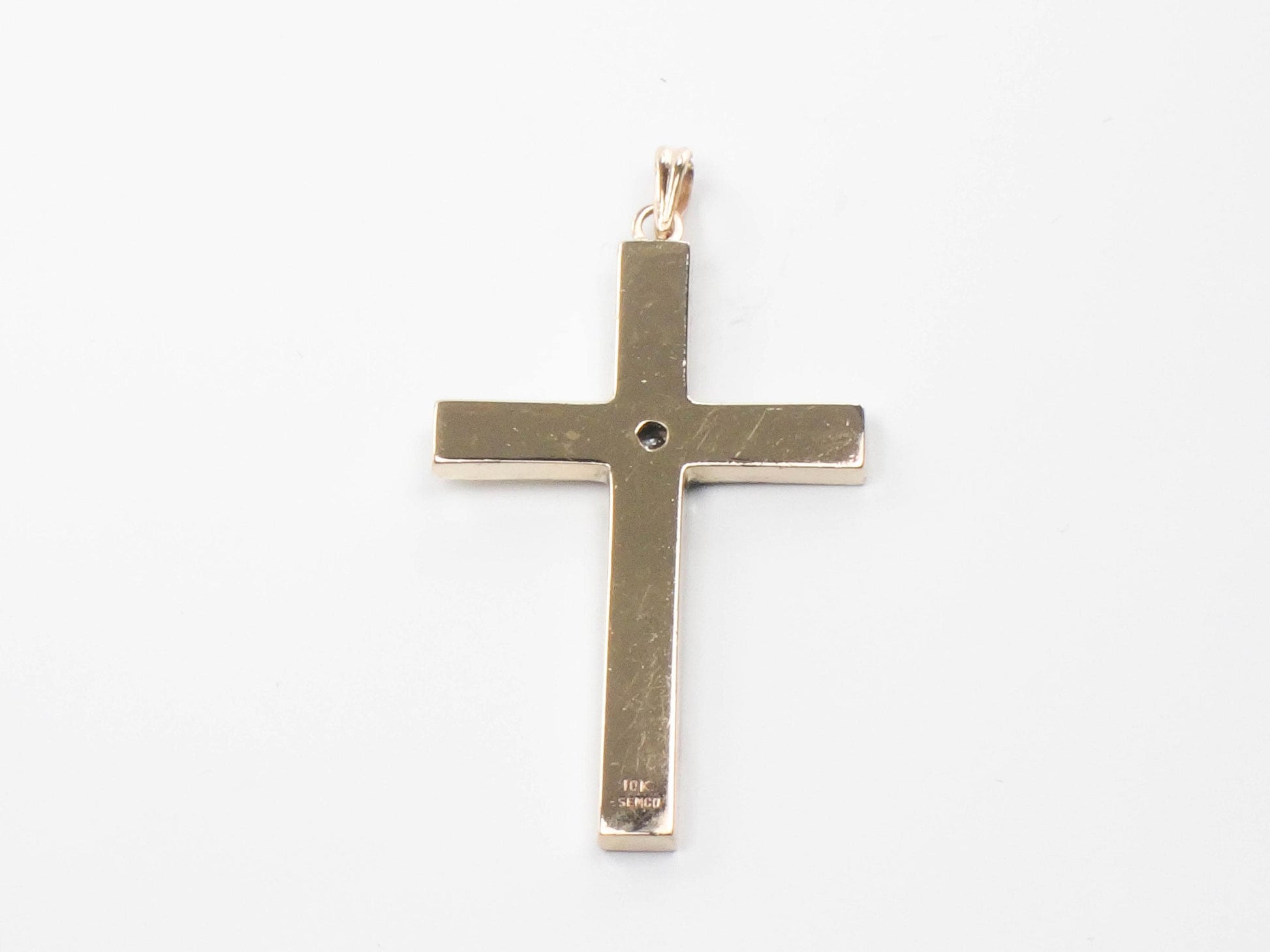 Vintage Esemco 10k Yellow Gold Diamond Engraved Cross - Religious Jewelry - Unisex Cross