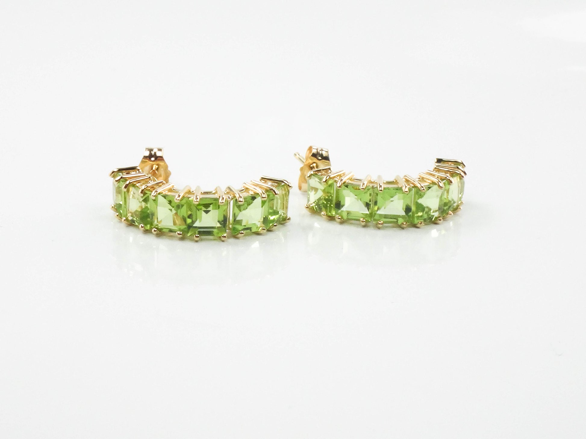 Vintage 14k Yellow Gold Peridot Earrings: August Birthstone