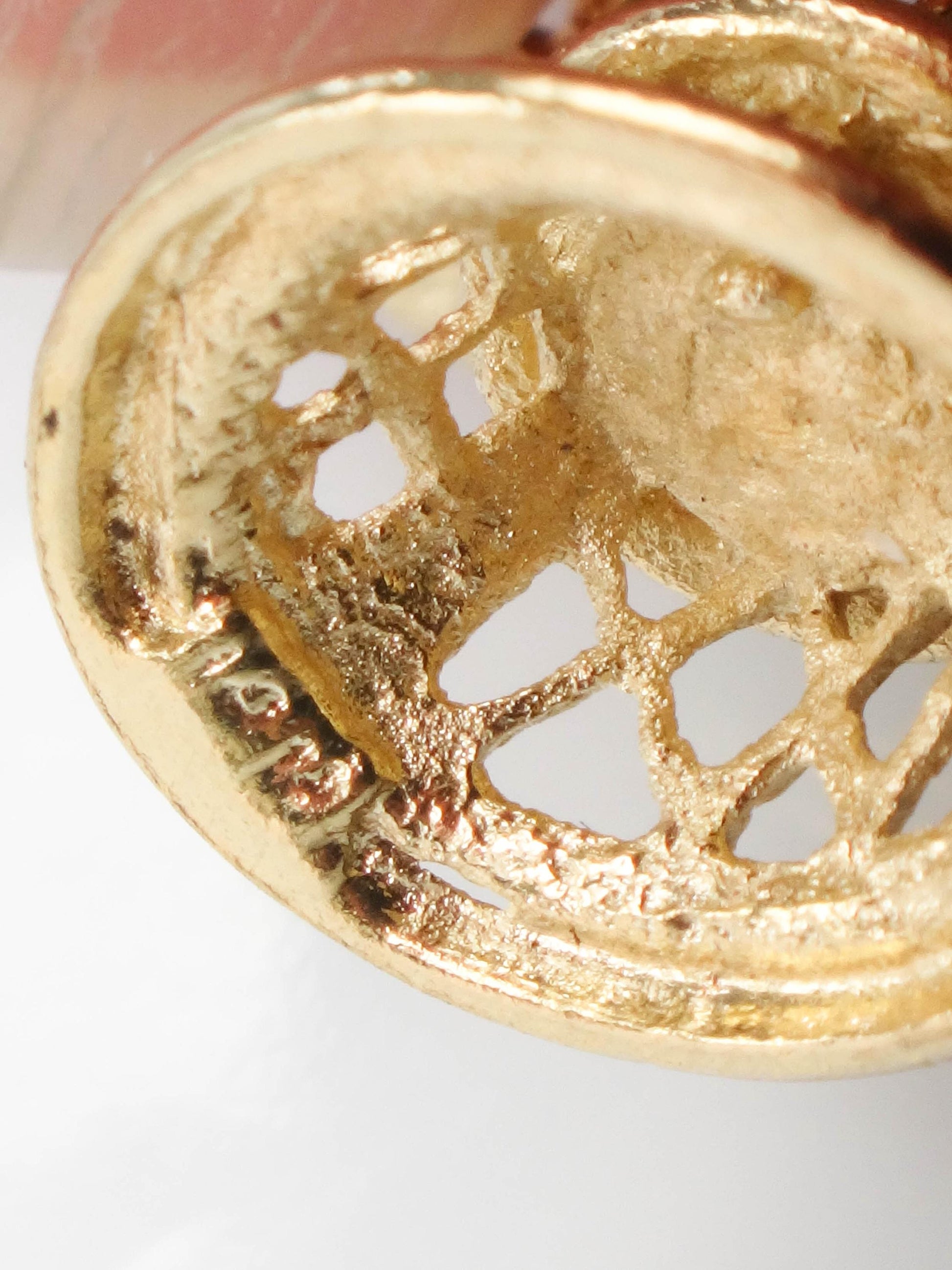 Vintage 14k Gold Basket of Flowers Charm, 3-D Yellow Gold Floral Gemstones Pendant