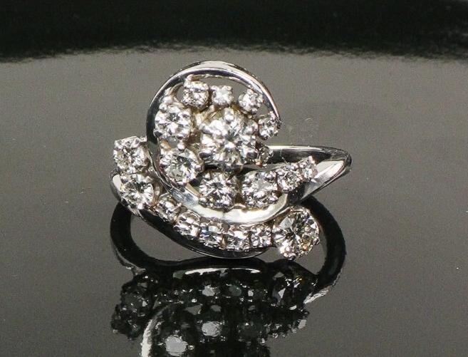 14k White Gold Diamond Cocktail Cluster Ring