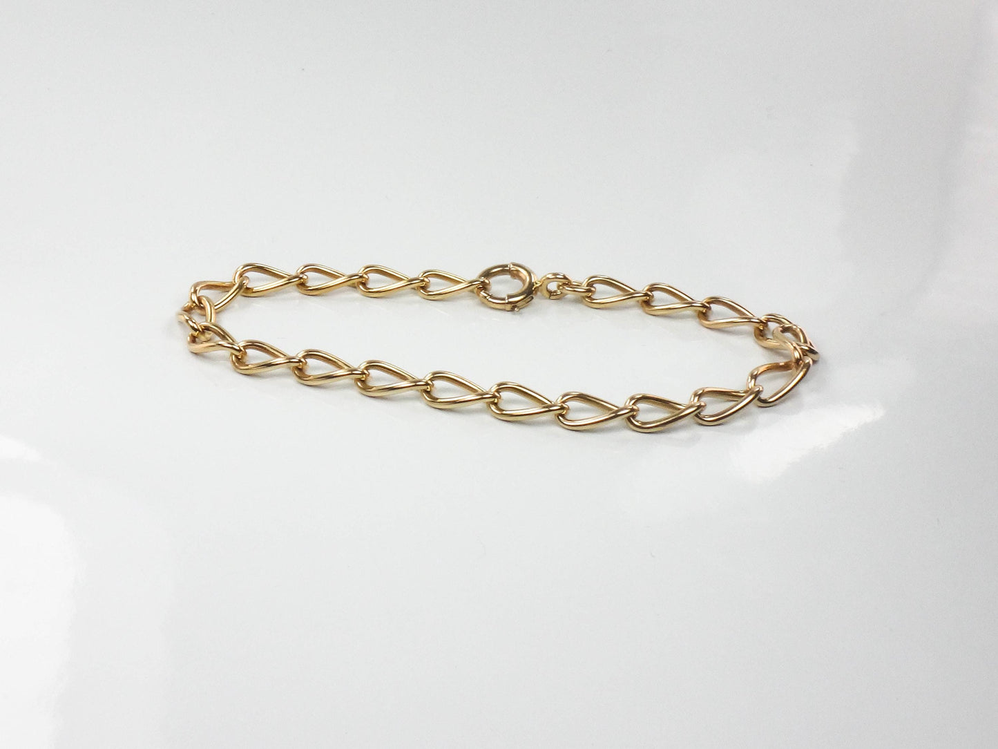 Vintage 14k Yellow Gold Link Bracelet, Solid Gold Bracelet 7 1/2"