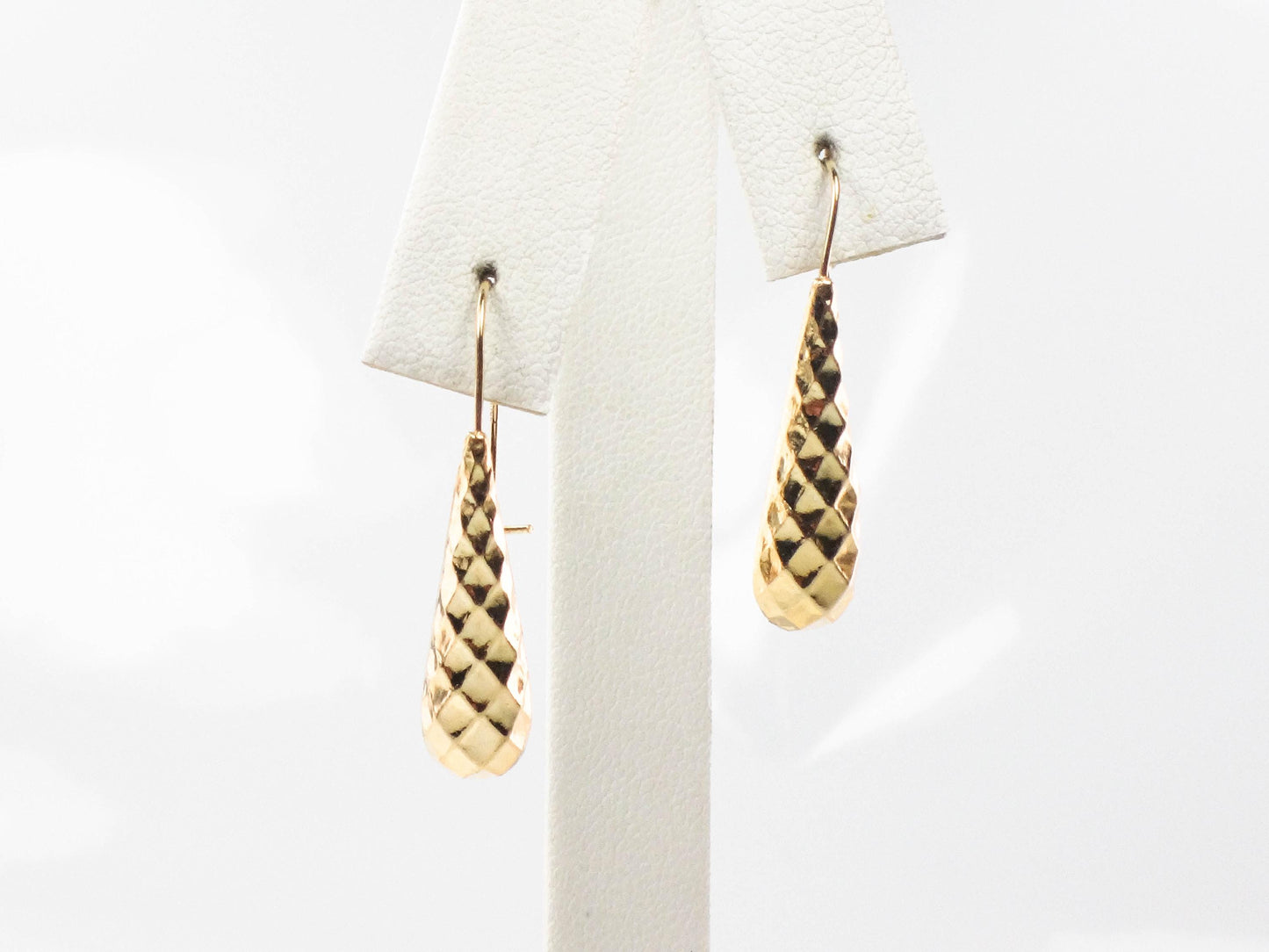Vintage 14k Yellow Gold Teardrop Dangle Earrings, Lightweight Solid Gold Earrings