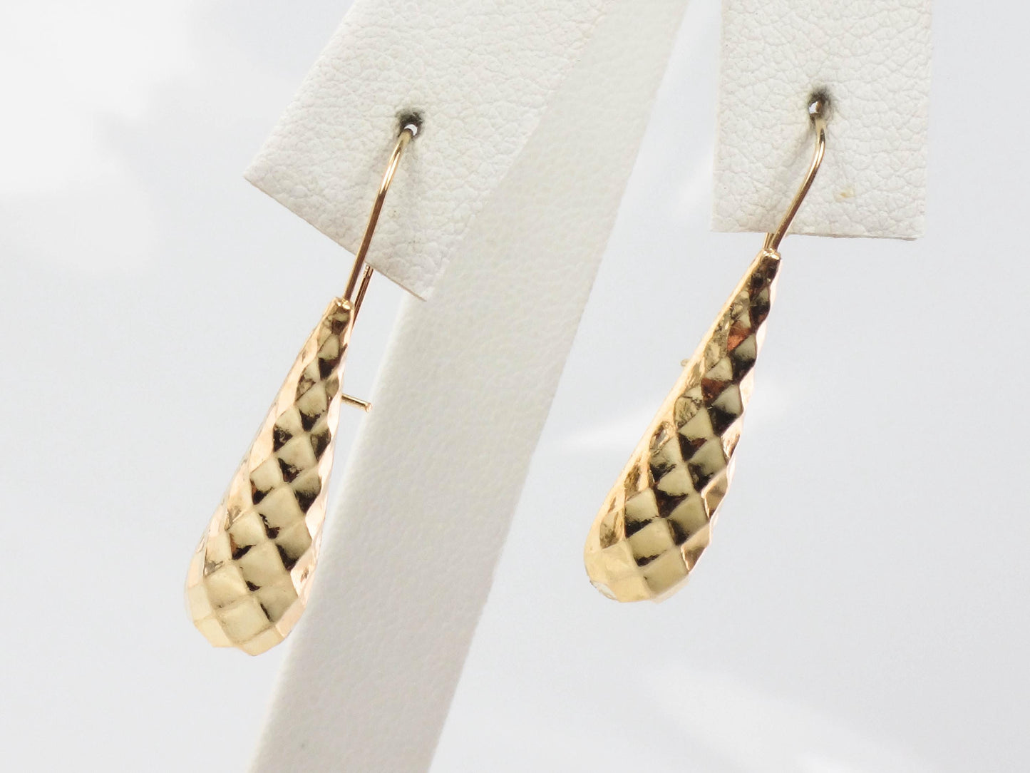 Vintage 14k Yellow Gold Teardrop Dangle Earrings, Lightweight Solid Gold Earrings