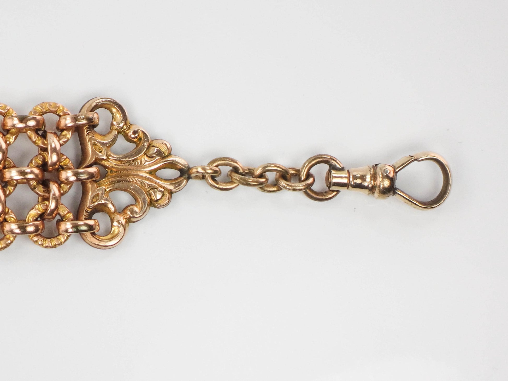 Antique Rolled Gold Plate Watch Fob, Victorian Pocket Watch Chain with Fob and Swivel Clasp