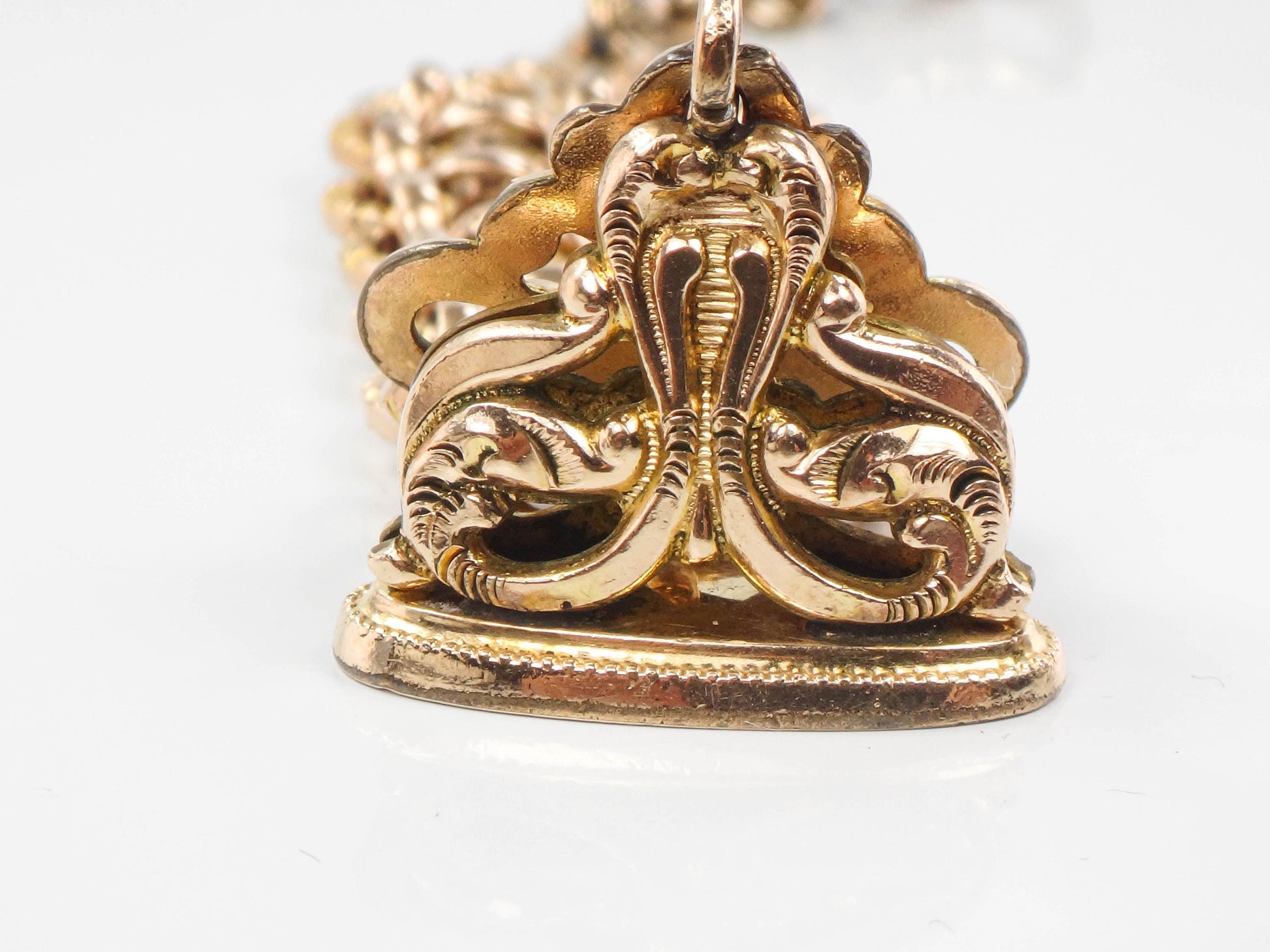 Antique Rolled Gold Plate Watch Fob, Victorian Pocket Watch Chain with Fob and Swivel Clasp