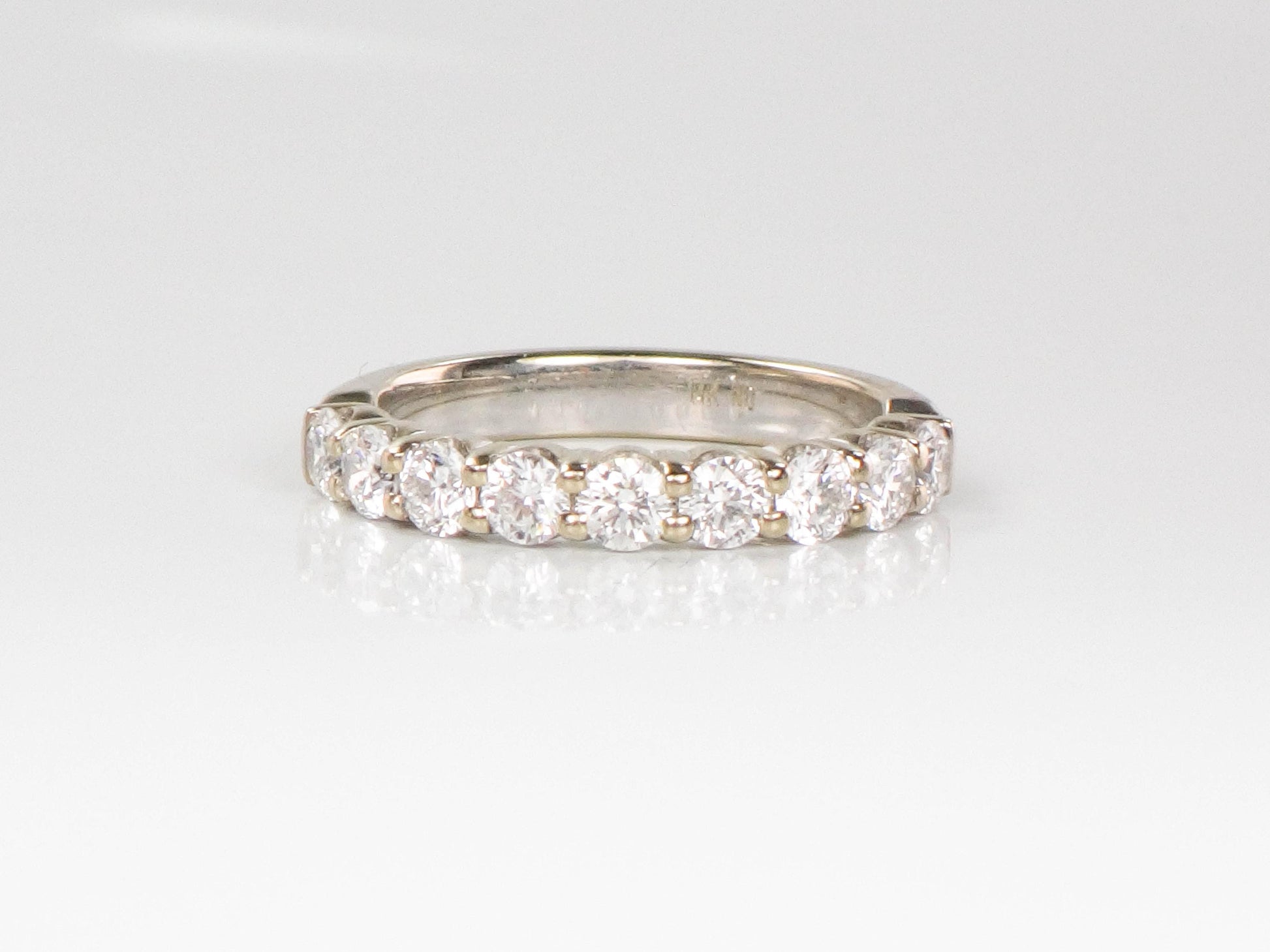 Vintage 14k White Gold Diamond Wedding Band - 1.08 CT, Size 6.5