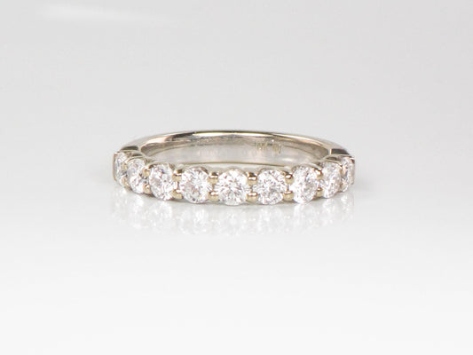 Vintage 14k White Gold Diamond Wedding Band - 1.08 CT, Size 6.5