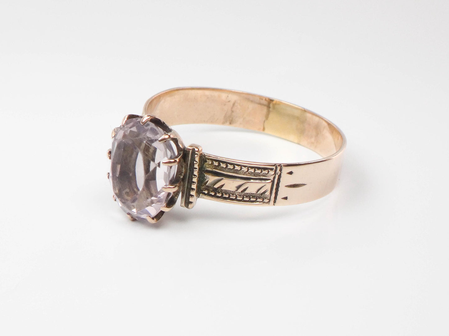 Antique 10k Gold Amethyst Ring - Victorian Light Purple Stone Ring - Circa Late 1800's Engagement Ring - February Birthstone - Size 9