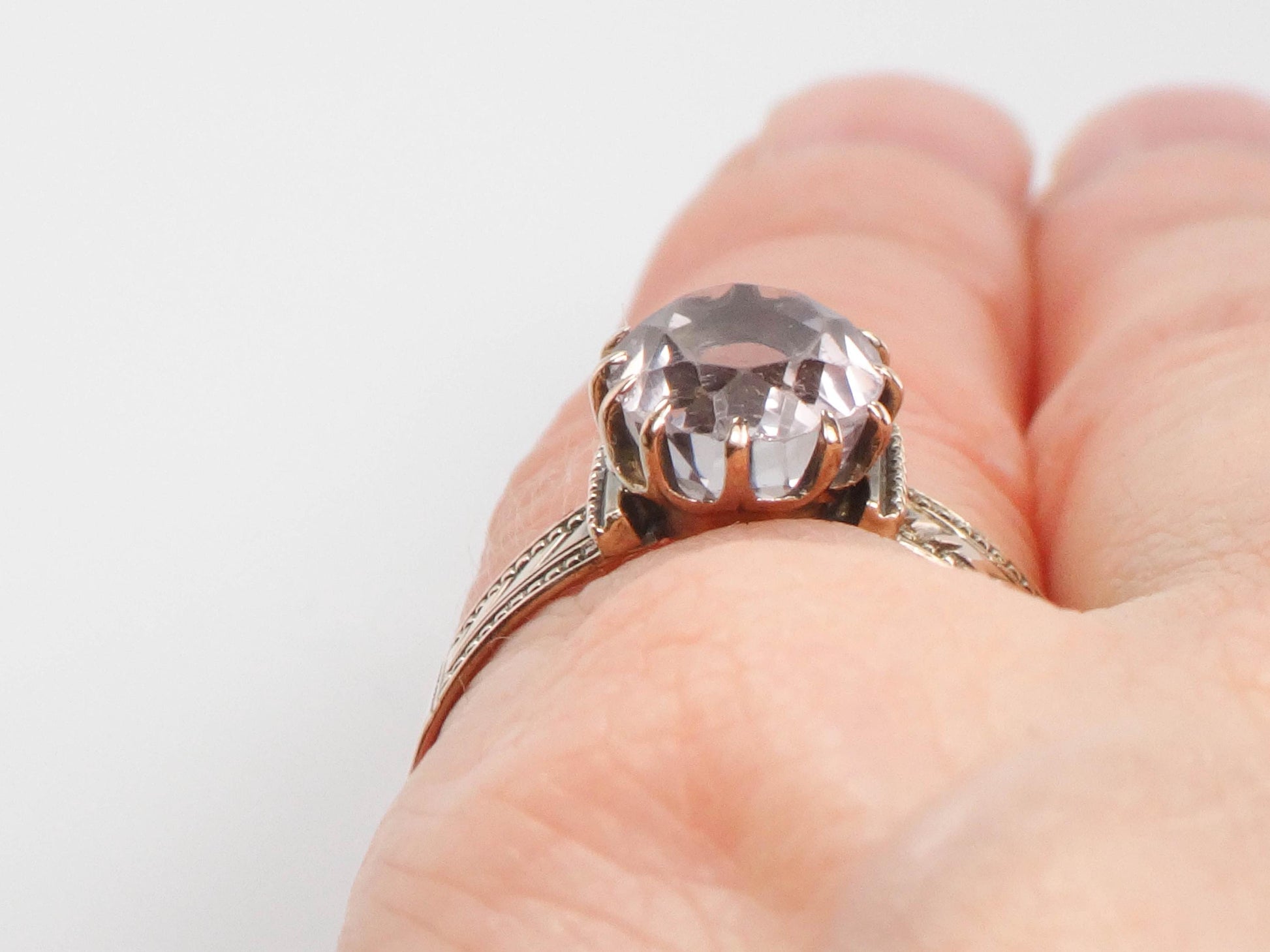 Victorian 10k Gold Amethyst Ring - Circa 1800s Rosy Gold - Size 9