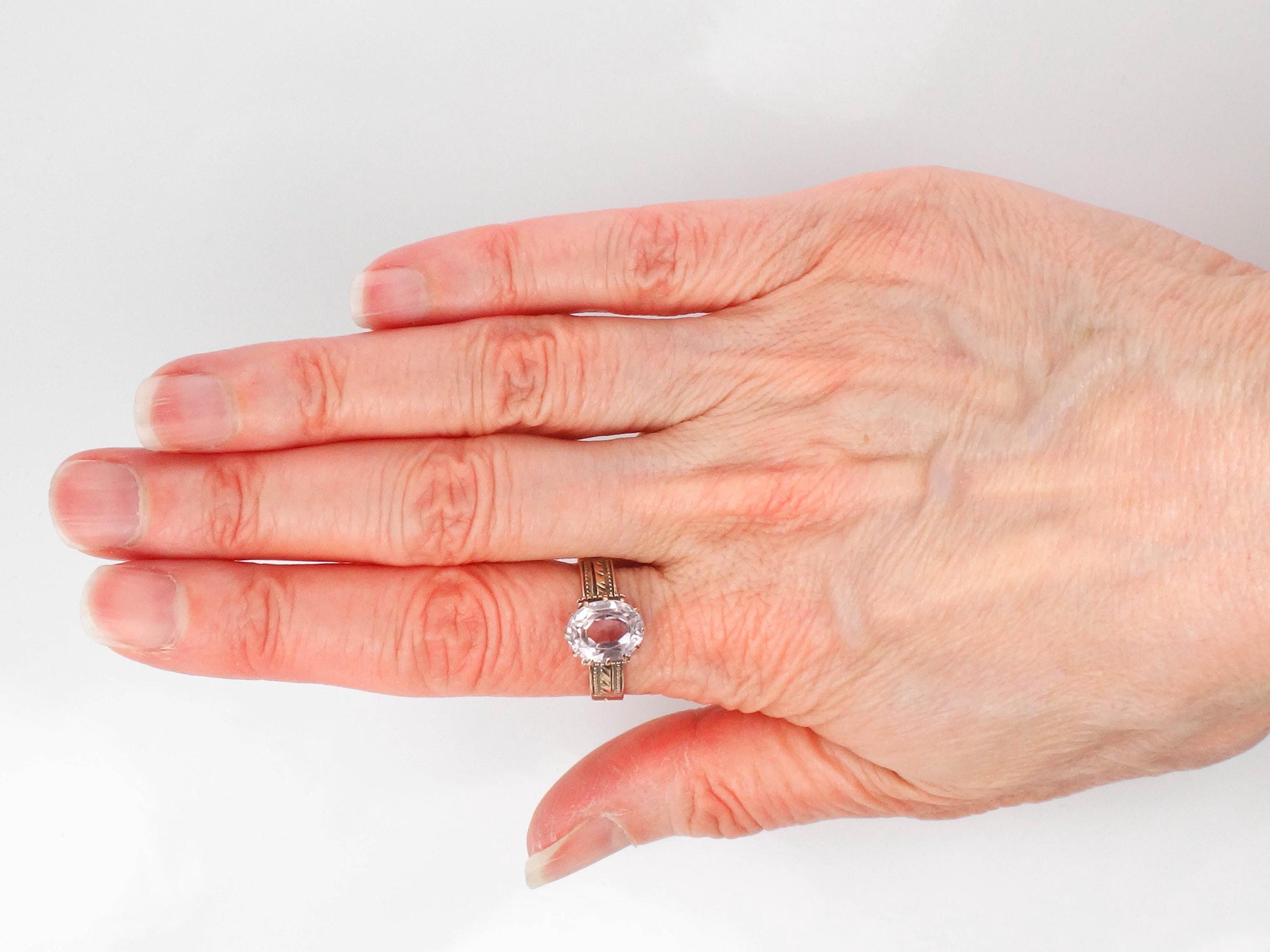 Victorian 10k Gold Amethyst Ring - Circa 1800s Rosy Gold - Size 9