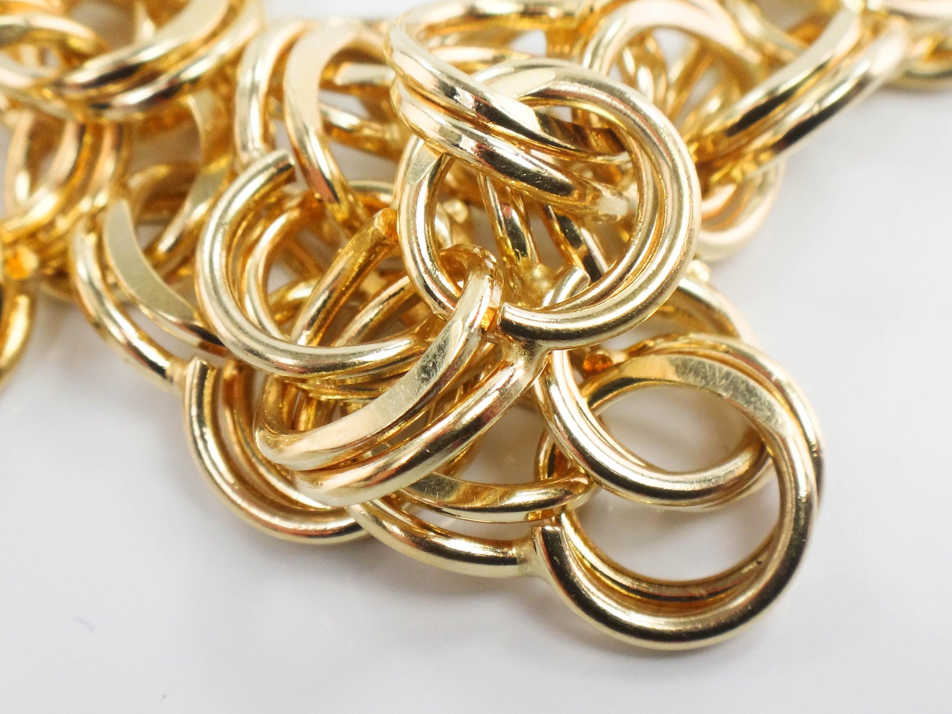 Vintage 14k Yellow Gold Double Link Charm Bracelet with Solid Gold Links 8"