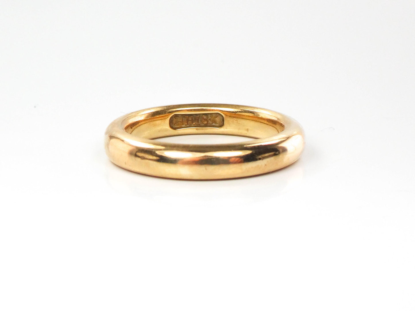 Vintage Solid 18k Yellow Gold Wedding Band, Antique Wedding Band, Plain Rounded Gold Band 3.5 mm Size 6