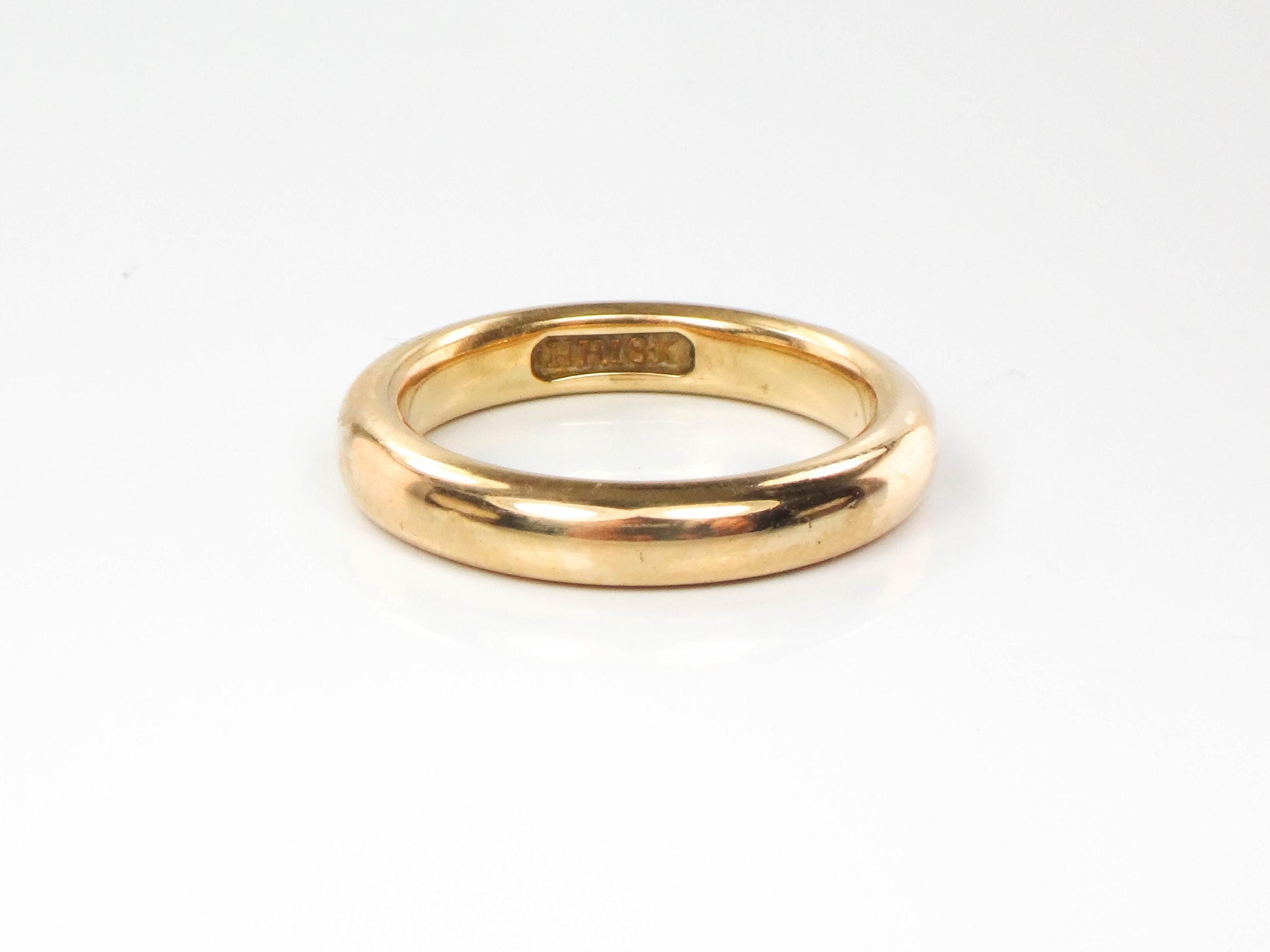 Vintage Antique 18k Yellow Gold Wedding Band, Size 6, Plain Rounded Design