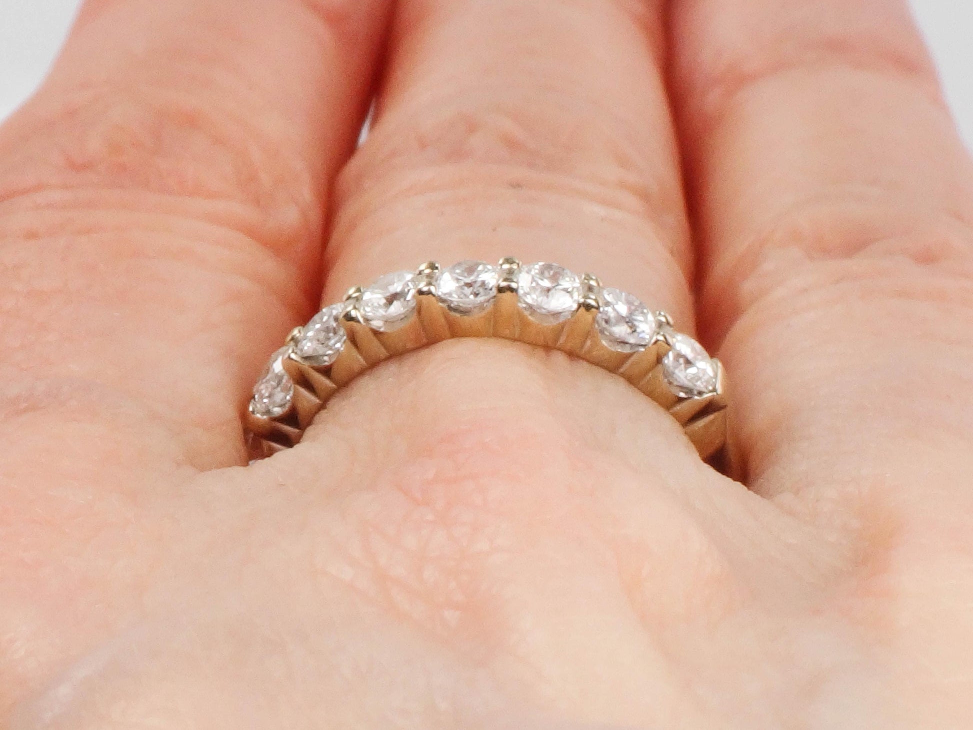 Vintage 14k White Gold Diamond Wedding Band - 1.08 CT, Size 6.5