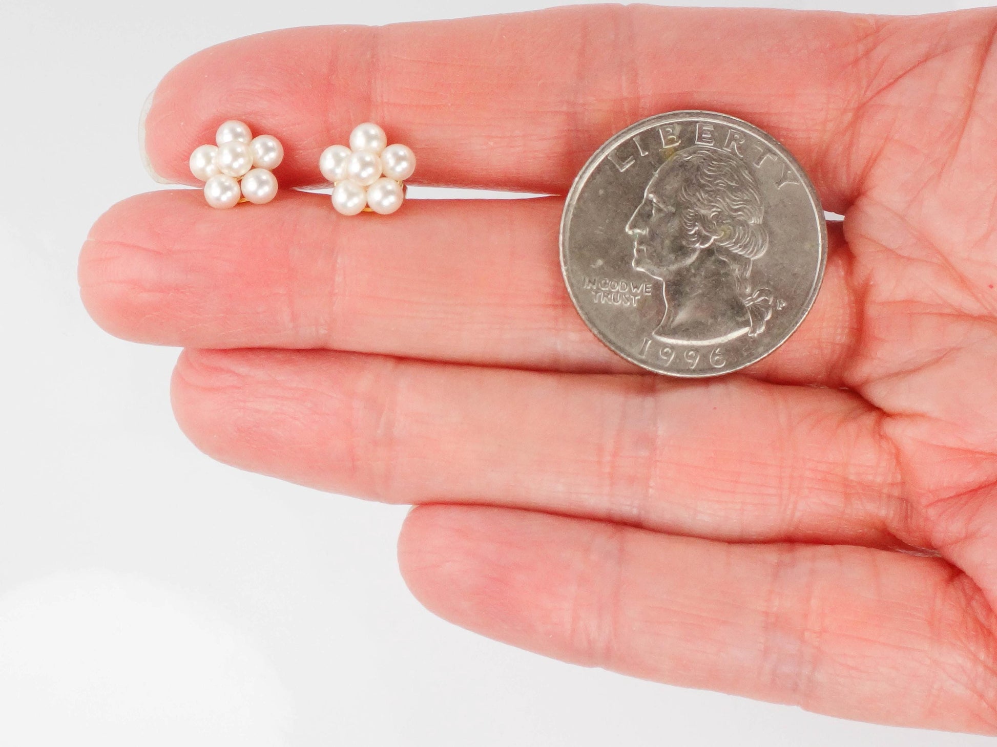 Vintage 14k Yellow Gold Pearl Daisy Earrings: June Birthstone Bridal Jewelry