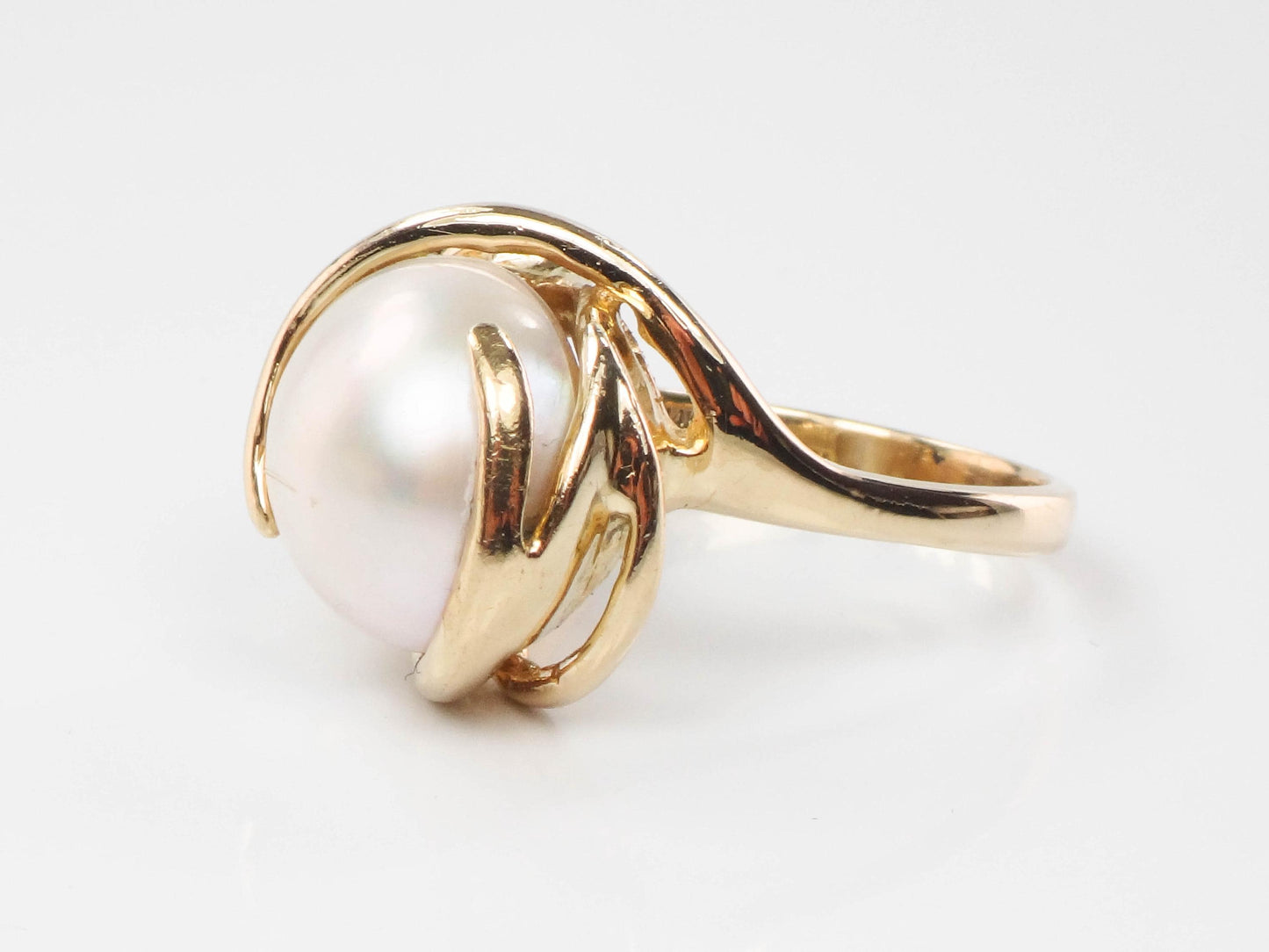 Vintage Clyde Duneier 14k Yellow Gold Mabe Pearl Ring - Size 9.5