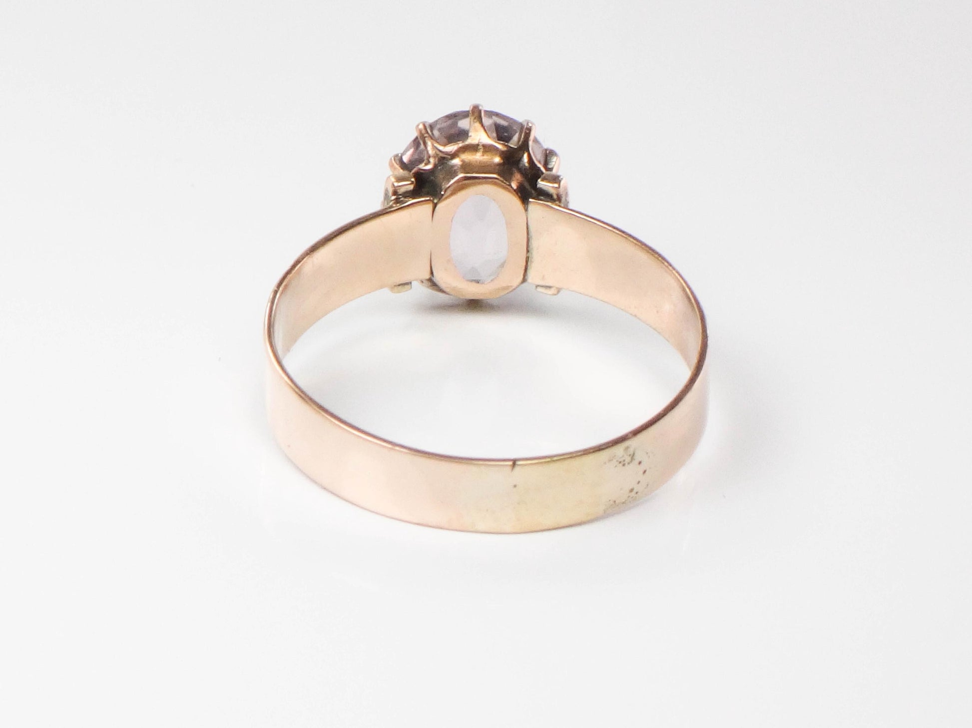 Victorian 10k Gold Amethyst Ring - Circa 1800s Rosy Gold - Size 9