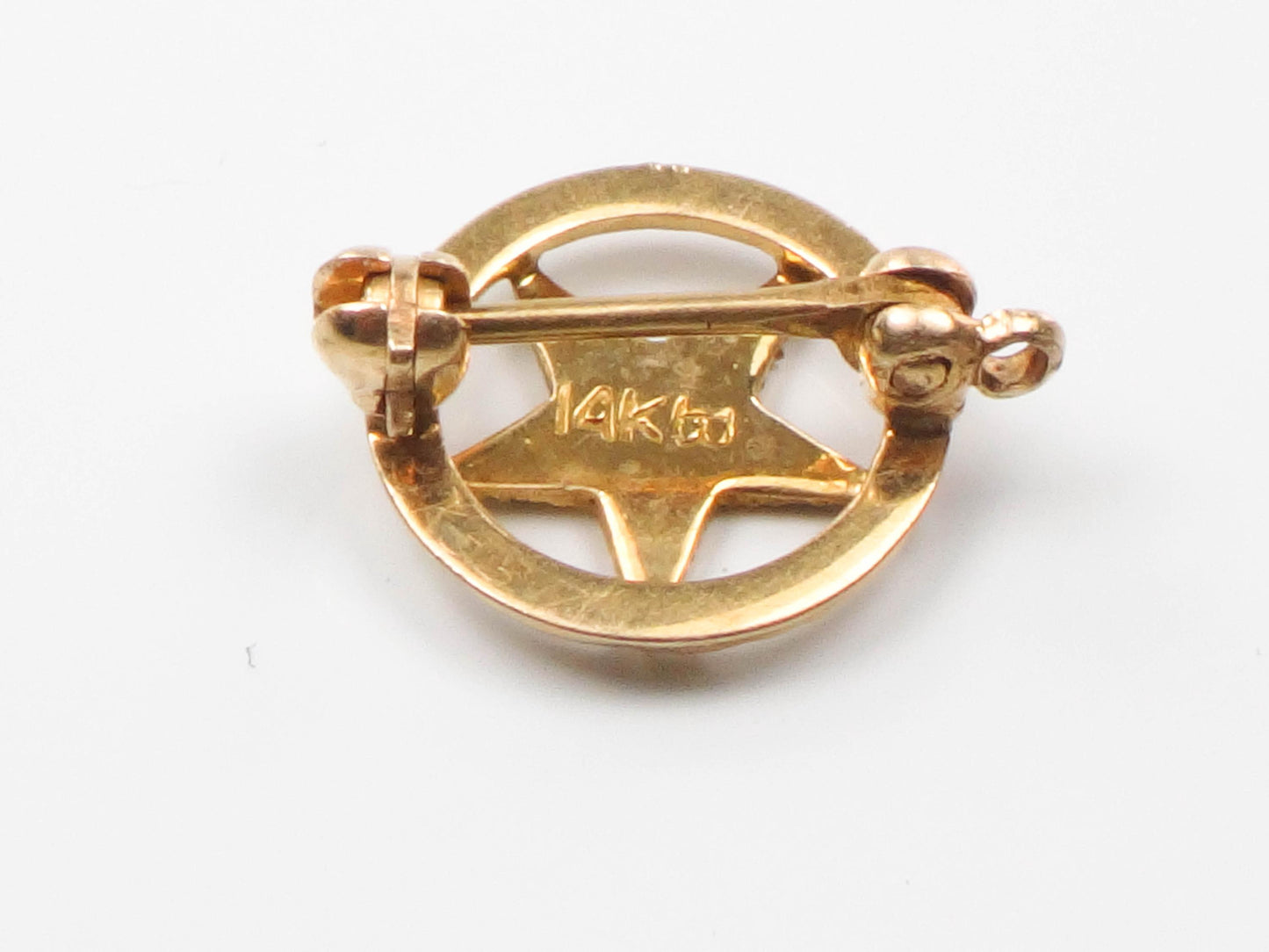 Vintage Masonic Pin, 14k Gold Eastern Star Pin, Tiny Gold Enamel Masonic Order of the Eastern Star Fraternal Pin