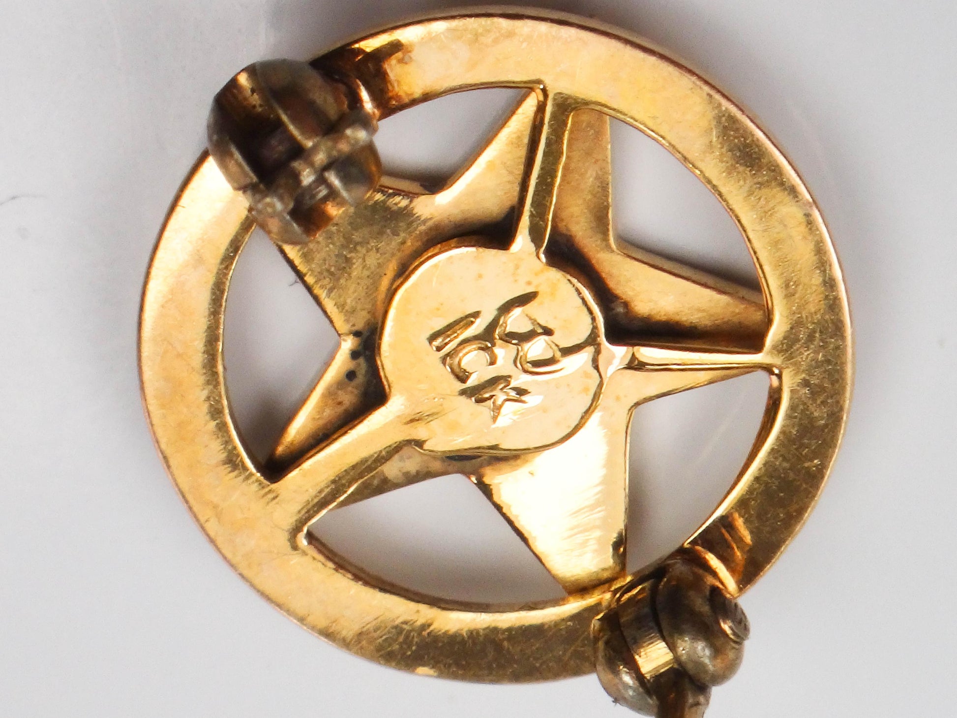 Vintage 10k Gold Eastern Star Pin: Enamel Masonic Fraternal Order, Circa 1930s