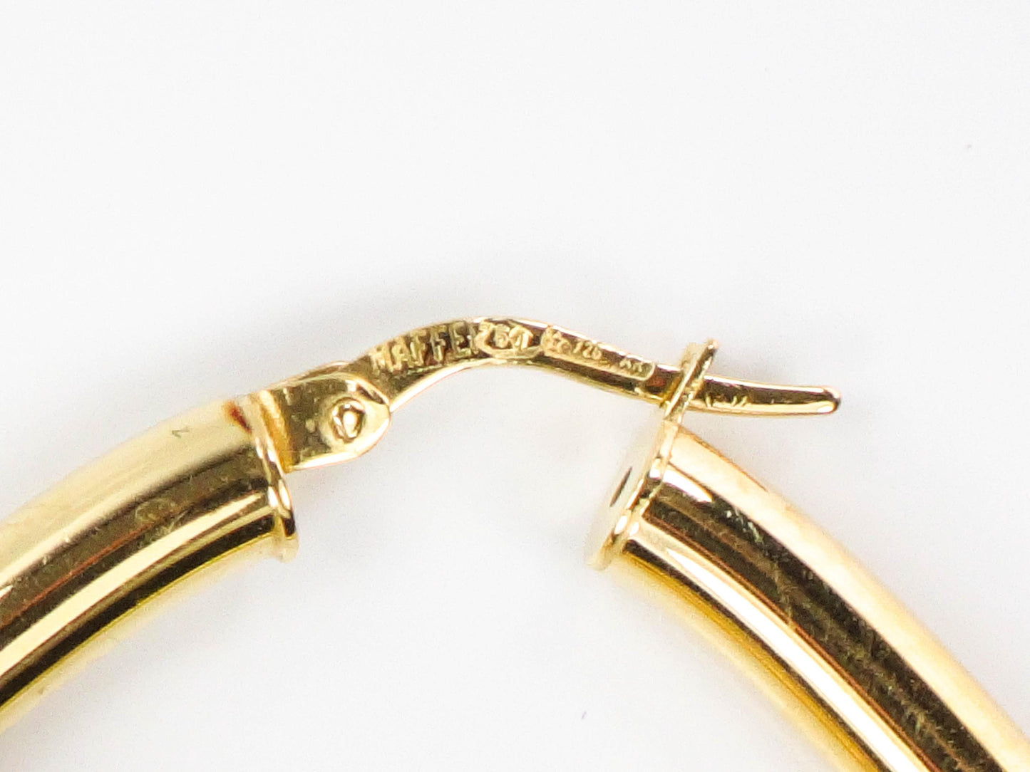 Large Gold Hoop Earrings - Vintage Italian 18k Yellow Hoops with Rounded Square Shape 1.25" 3.8 MM