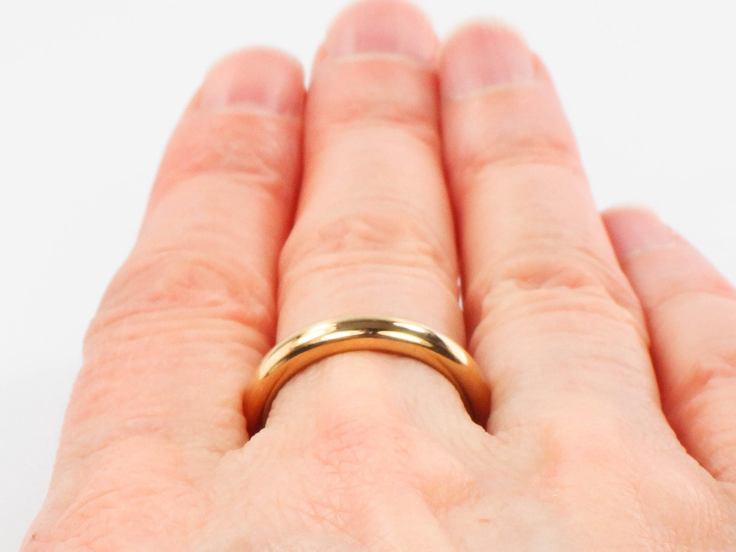 Vintage Solid 18k Yellow Gold Wedding Band, Antique Wedding Band, Plain Rounded Gold Band 3.5 mm Size 6
