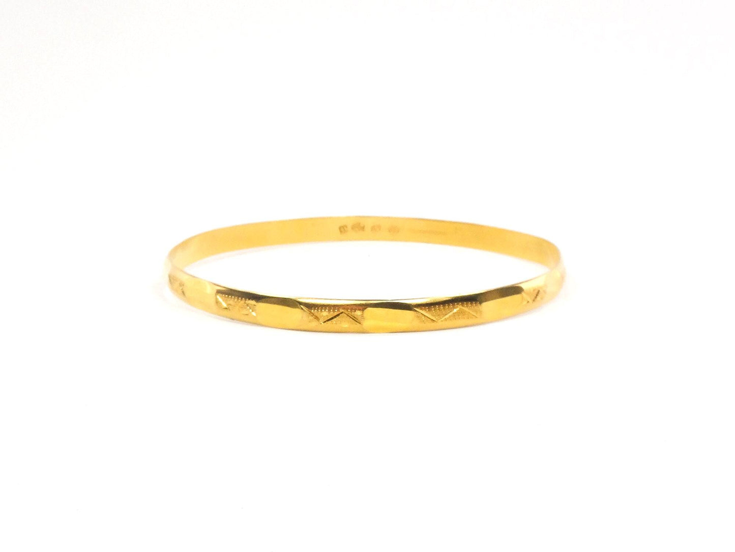 Vintage Solid 21k Yellow Gold Fancy Slip On Bangle Bracelet, Stacking Jewelry