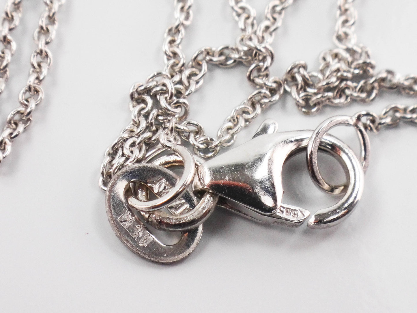 Vintage 14k White Gold Letter T Diamond Necklace, Initial T Necklace 16.5"