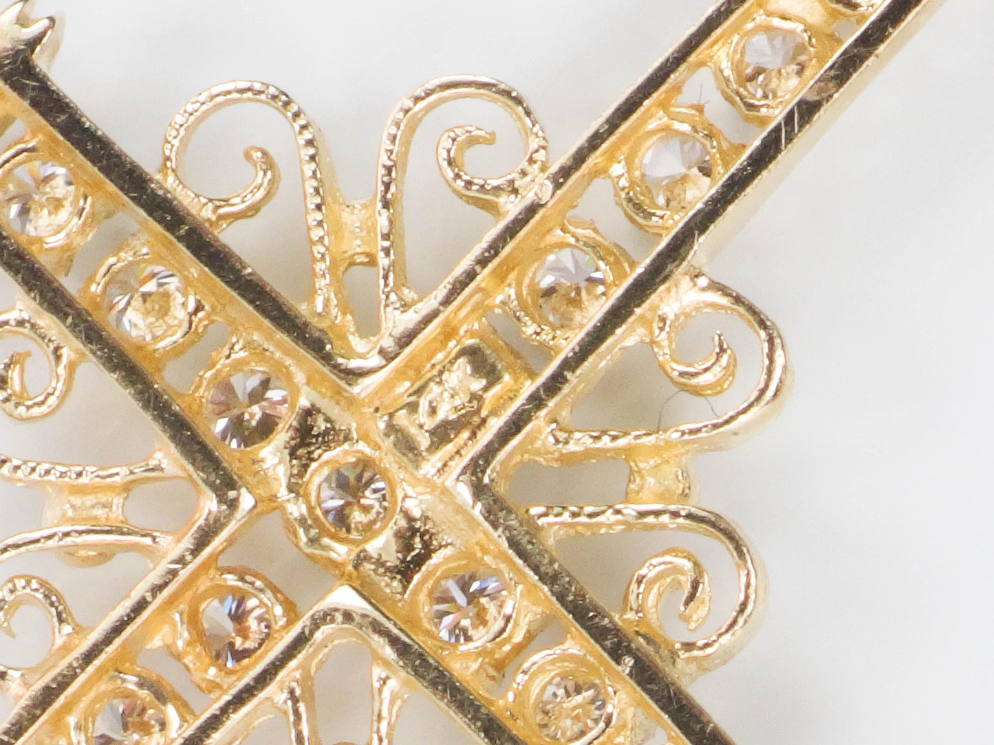 Large 14k Diamond Cross Pendant - Vintage Yellow Gold Approximately 1 Carat TDW Natural Stones - Fine Jewelry