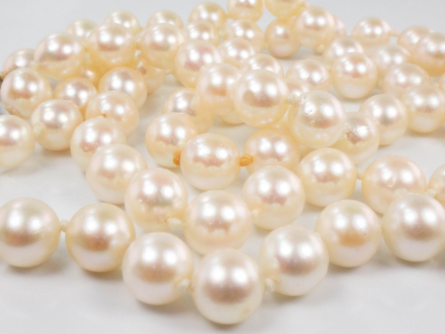 Vintage 14k White Gold Cultured Pearl Necklace: Bridal Jewelry, 6 MM, 24.25"