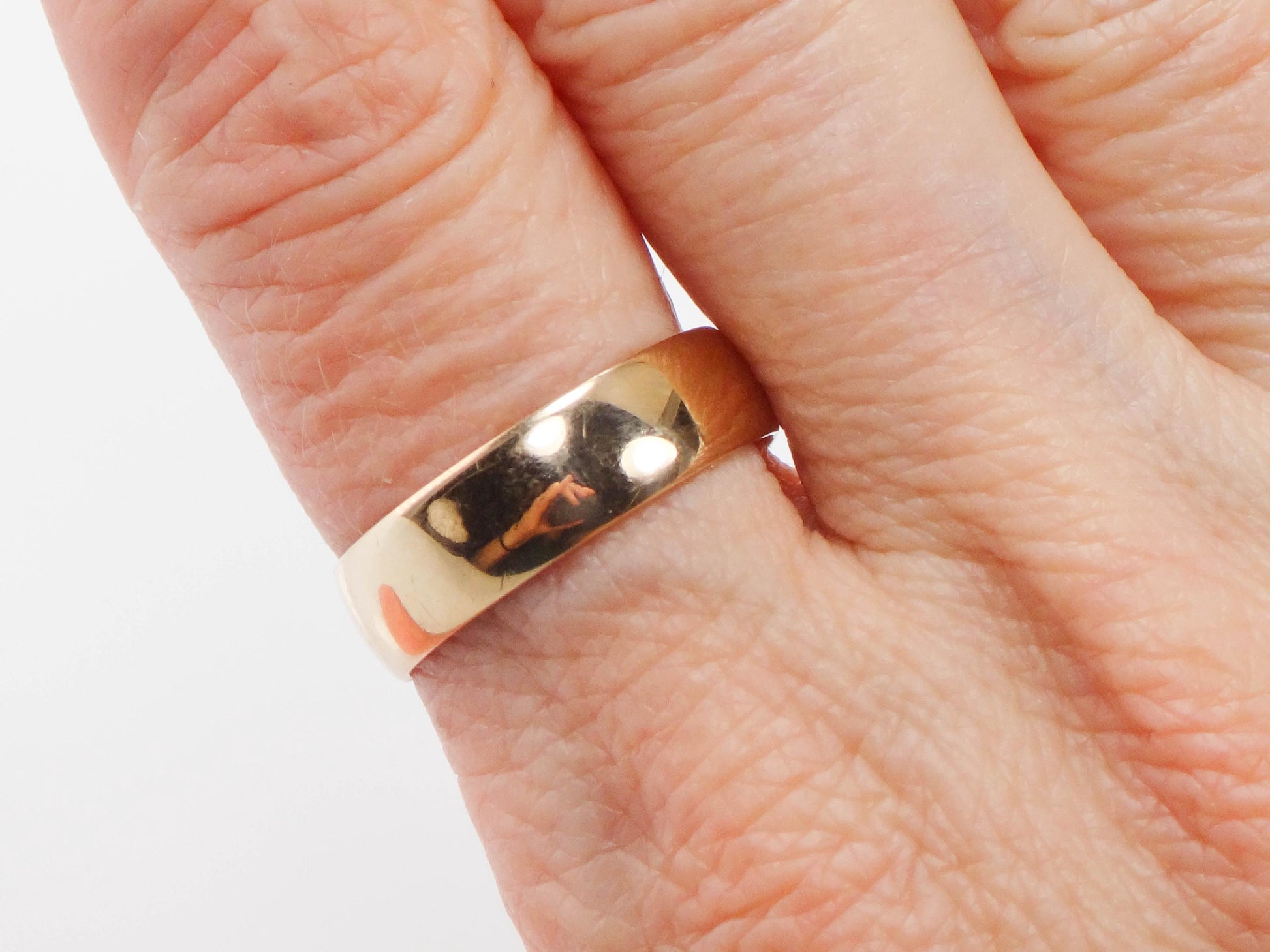 Vintage 18k Yellow Gold Wedding Band - Antique Ring Dated 1907, Size 7.75