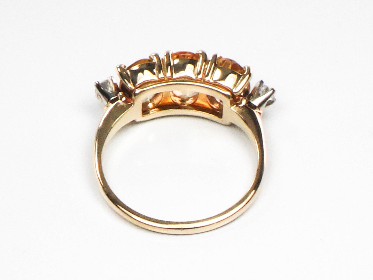 Vintage 14k Gold Golden Topaz Diamond Ring - November Birthstone, Size 6