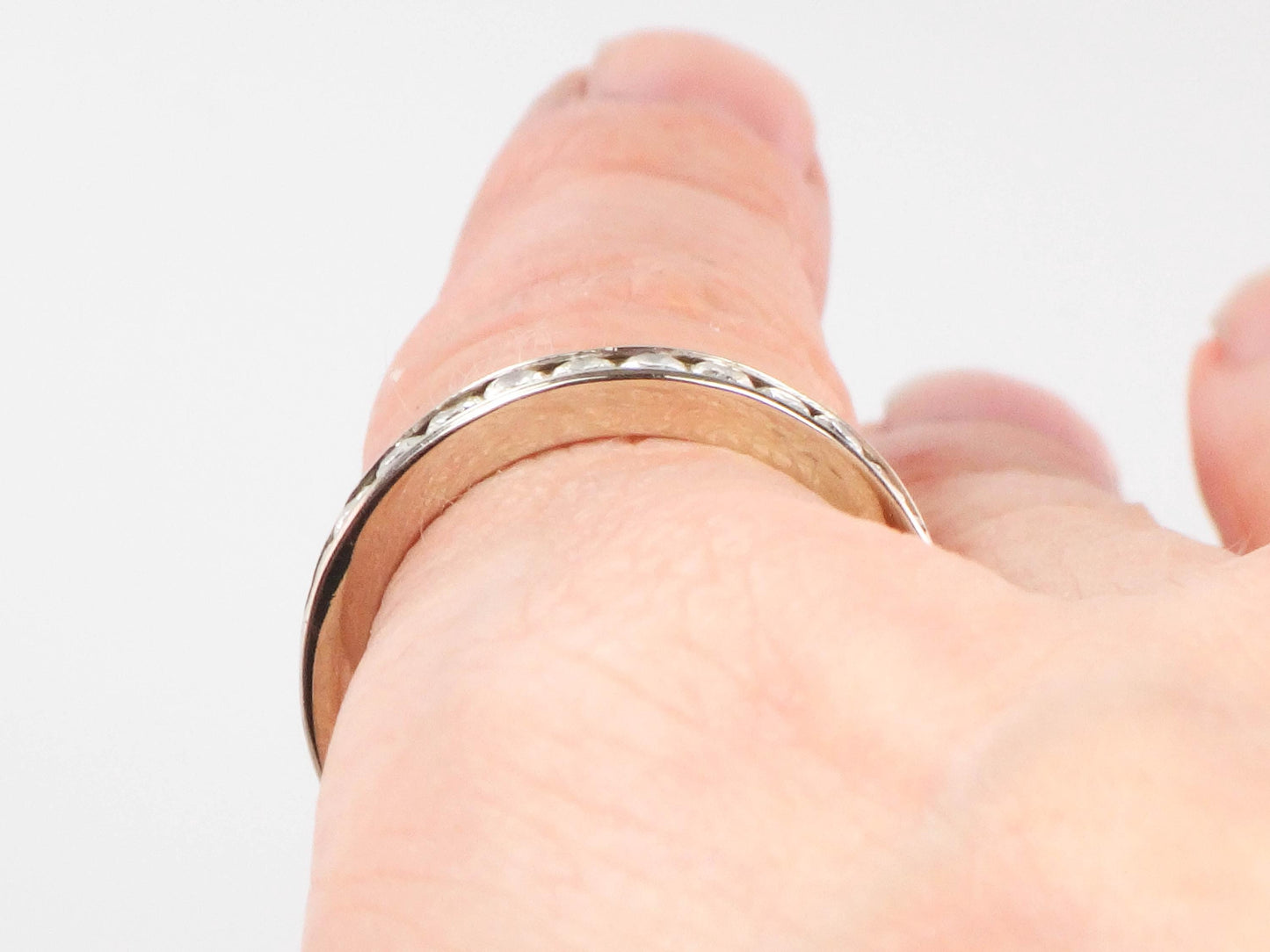 Vintage 14k White Gold Diamond Eternity Band Ring, 1 Carat, Size 7