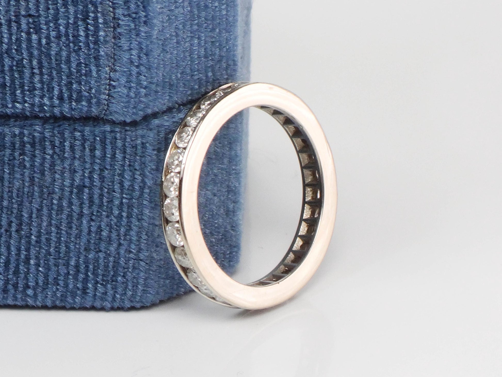 Vintage 14k White Gold Diamond Eternity Band Ring, 1 Carat, Size 7