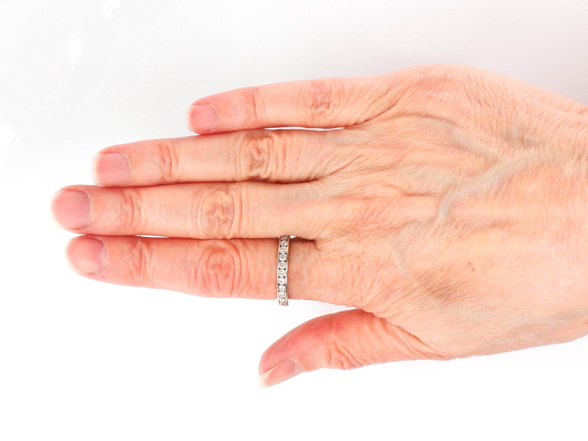 Vintage 14k White Gold Diamond Eternity Band Ring, 1 Carat, Size 7