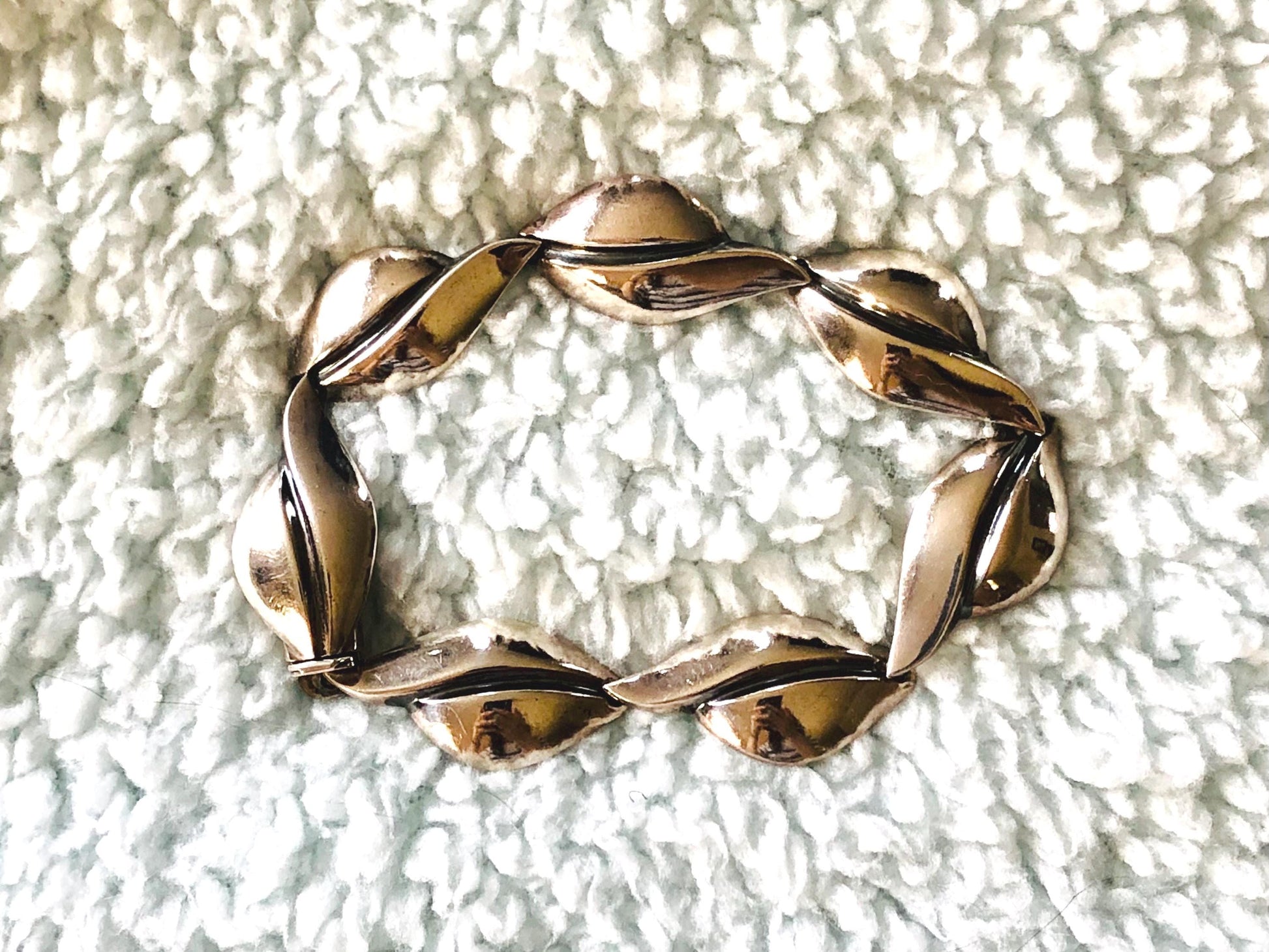 Vintage Sterling Silver S Christian Fogh Bracelet, SCF Denmark Modern Sterling Leaf Bracelet