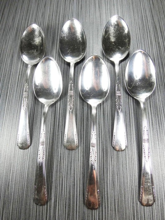 Art Deco Sterling Silver Spoons Vintage Weidlich Bros Sterling Teaspoons - Set of Six Lenox Pattern Teaspoons