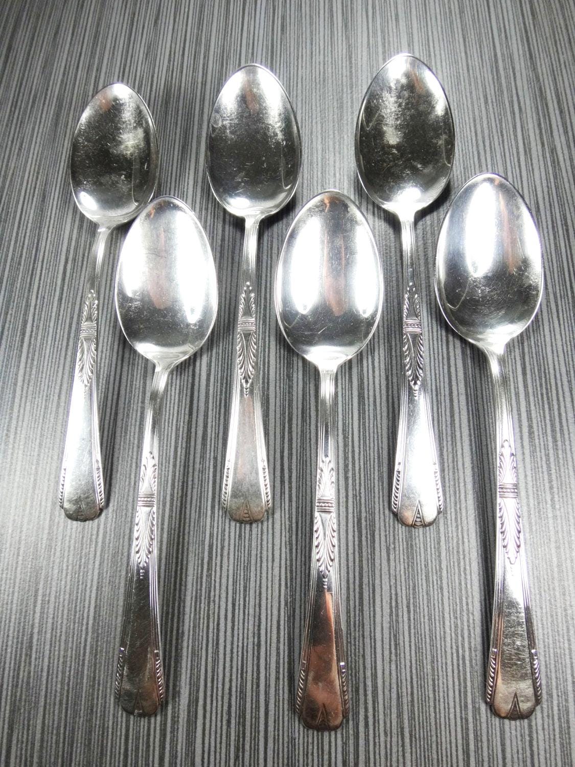 Art Deco Sterling Silver Spoons Vintage Weidlich Bros Sterling Teaspoons - Set of Six Lenox Pattern Teaspoons