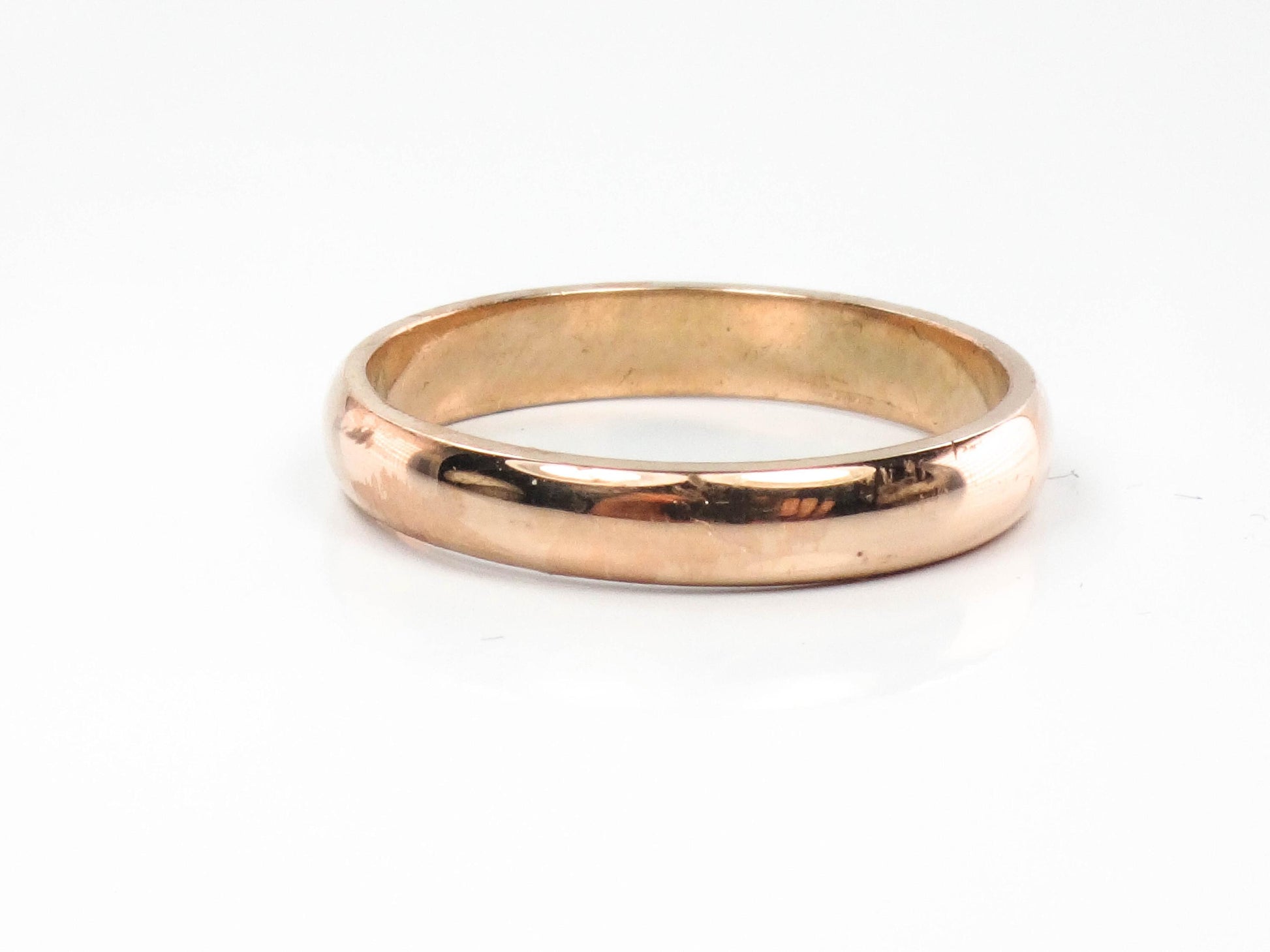 Vintage 14k Rose Gold Wedding Band - 3.5 mm, Size 8 - Unisex