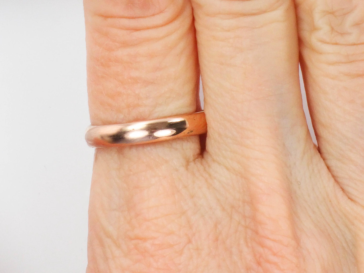 Vintage 14k Rose Gold Wedding Band - 3.5 mm, Size 8 - Unisex