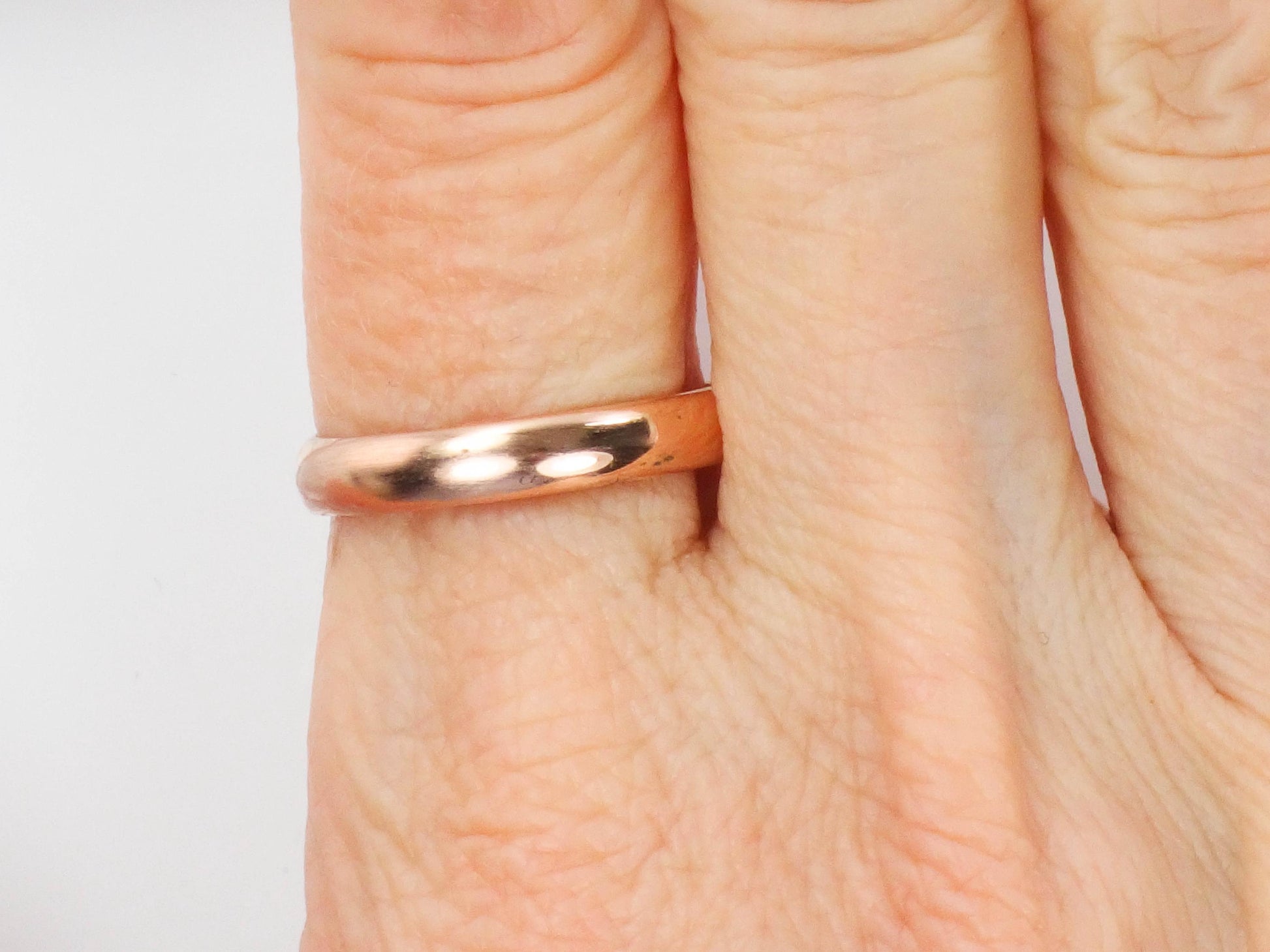 Vintage 14k Rose Gold Wedding Band - 3.5 mm, Size 8 - Unisex